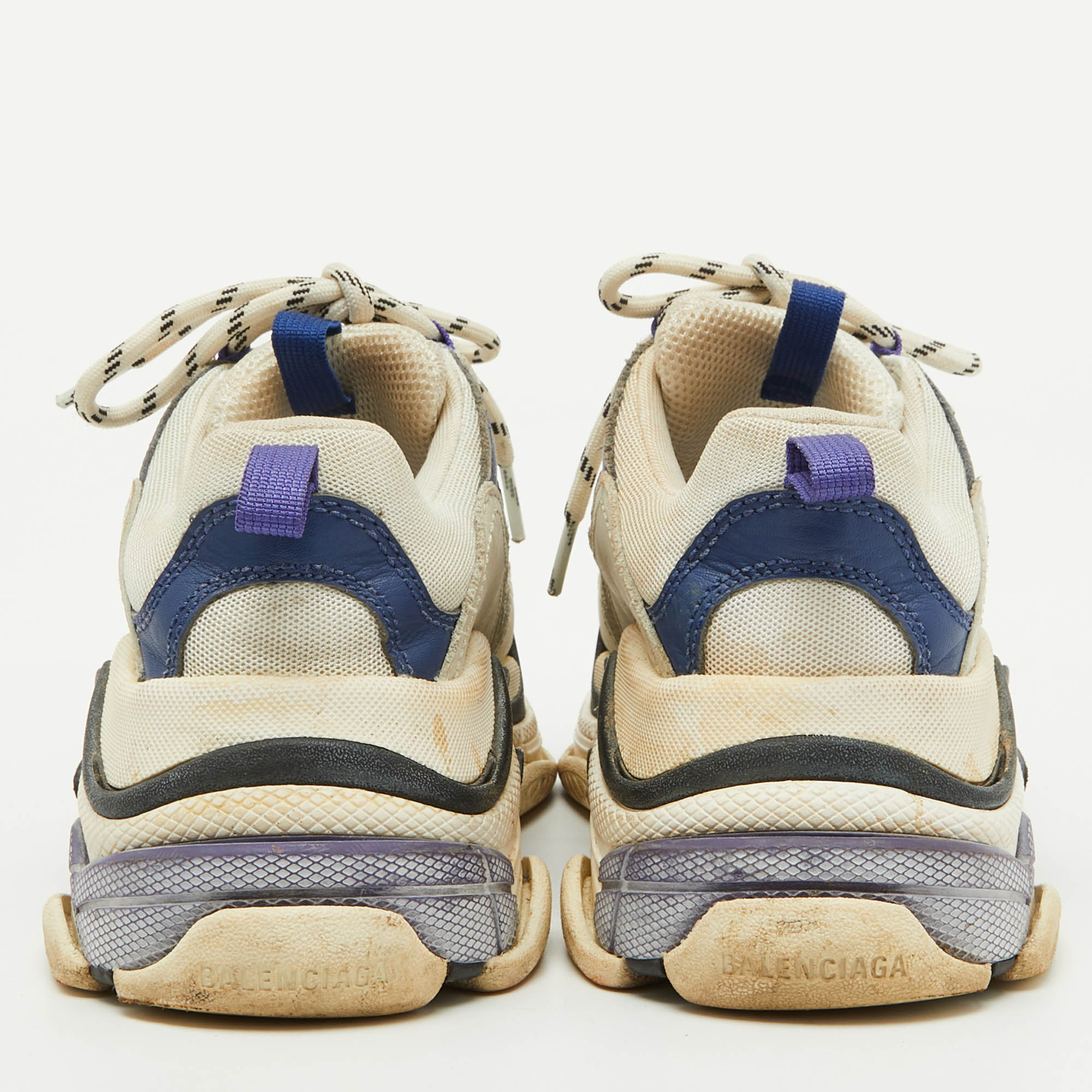 Balenciaga Multicolor Faux Leather and Mesh Triple S Sneakers Size 38 