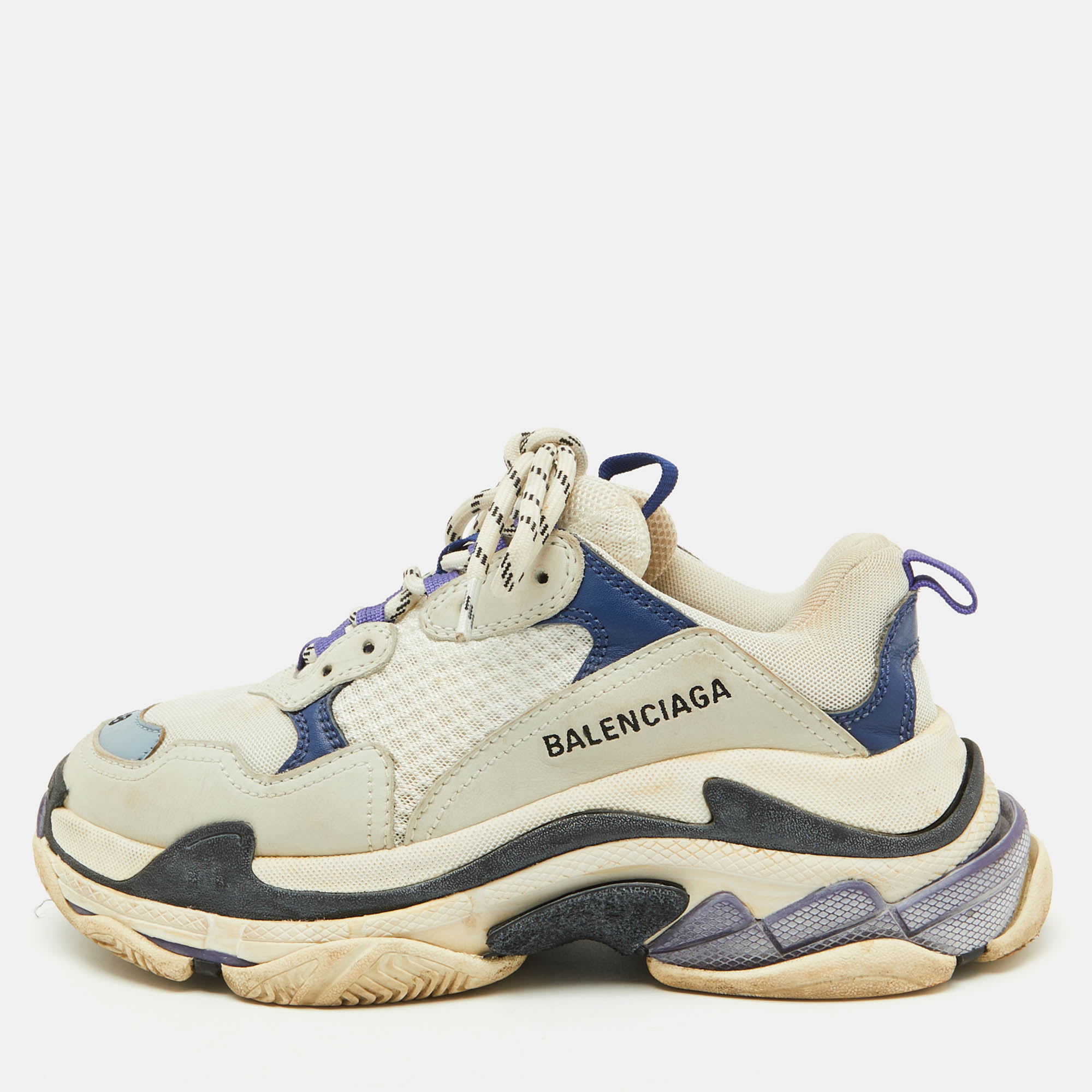 

Balenciaga Multicolor Faux Leather and Mesh Triple S Sneakers Size