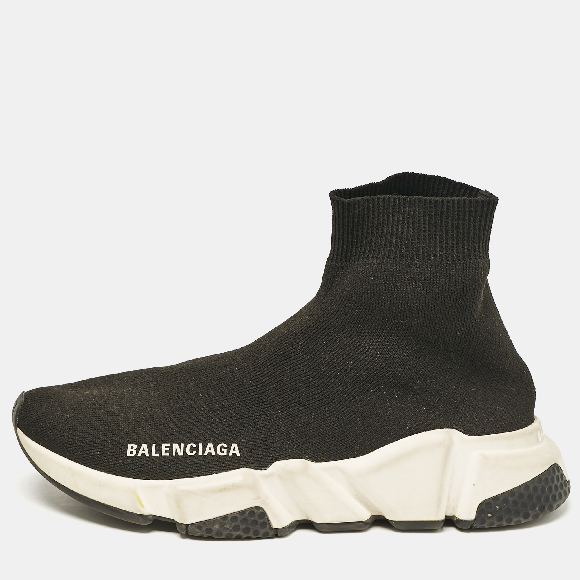 

Balenciaga Black Knit Fabric Speed Slip On Sneakers Size