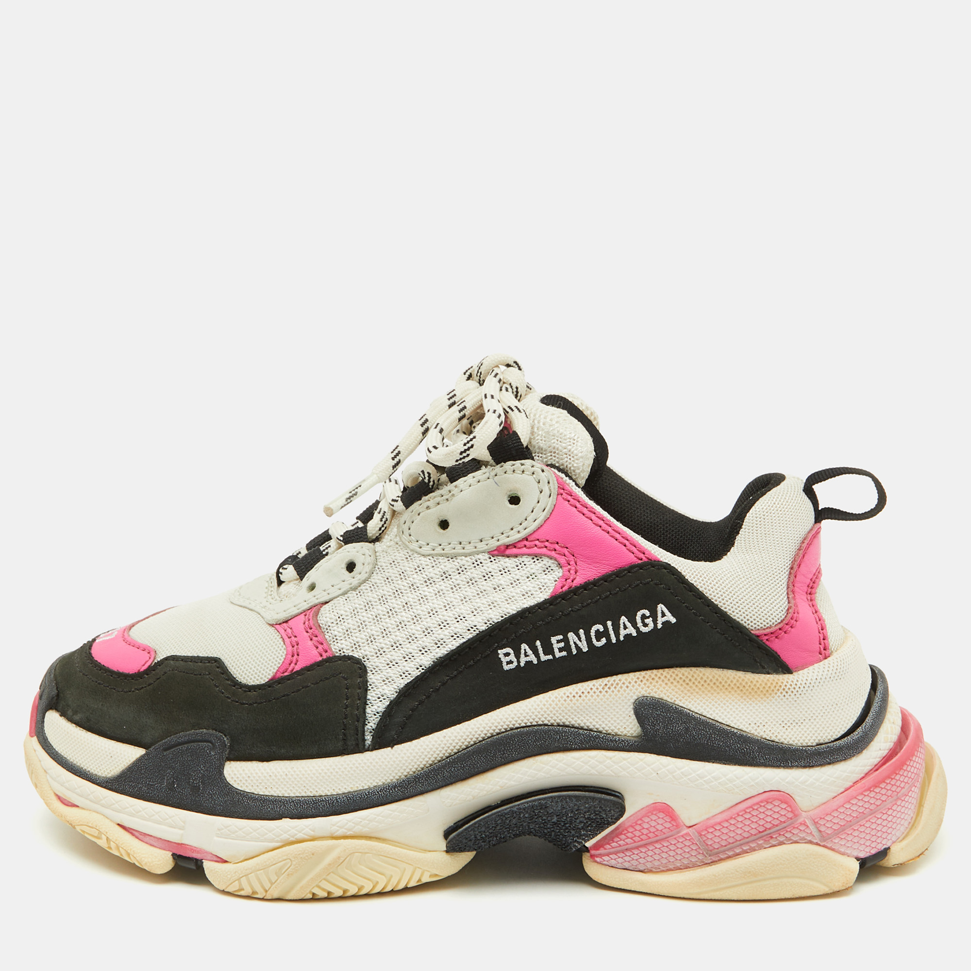 

Balenciaga Multicolor Faux Leather and Mesh Triple S Sneakers Size