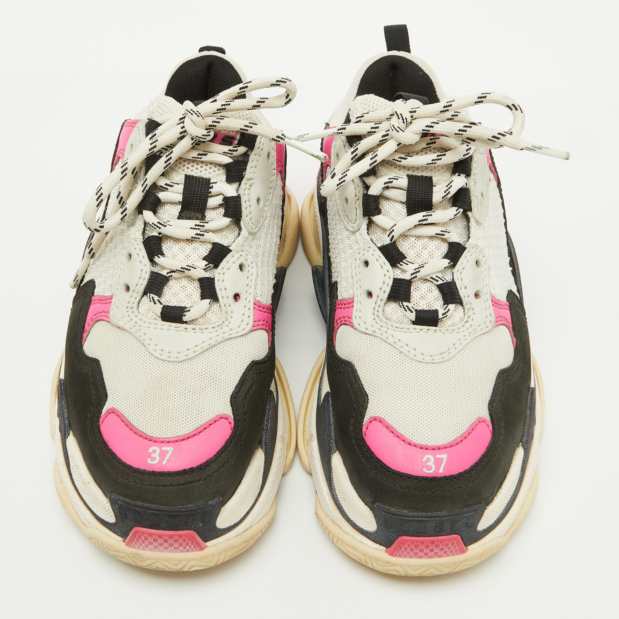 Balenciaga Multicolor Faux Leather and Mesh Triple S Sneakers Size 37 
