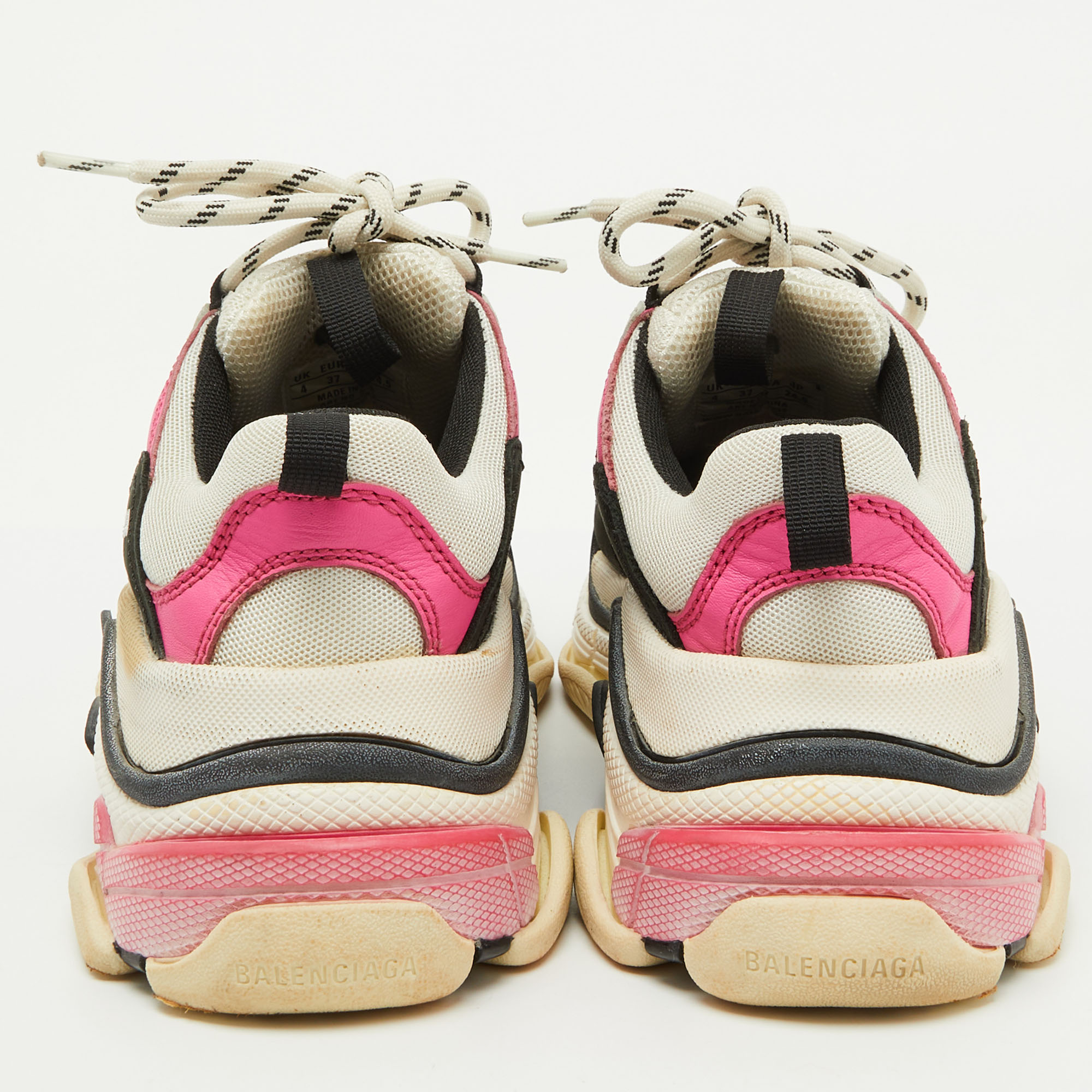 Balenciaga Multicolor Faux Leather and Mesh Triple S Sneakers Size 37 