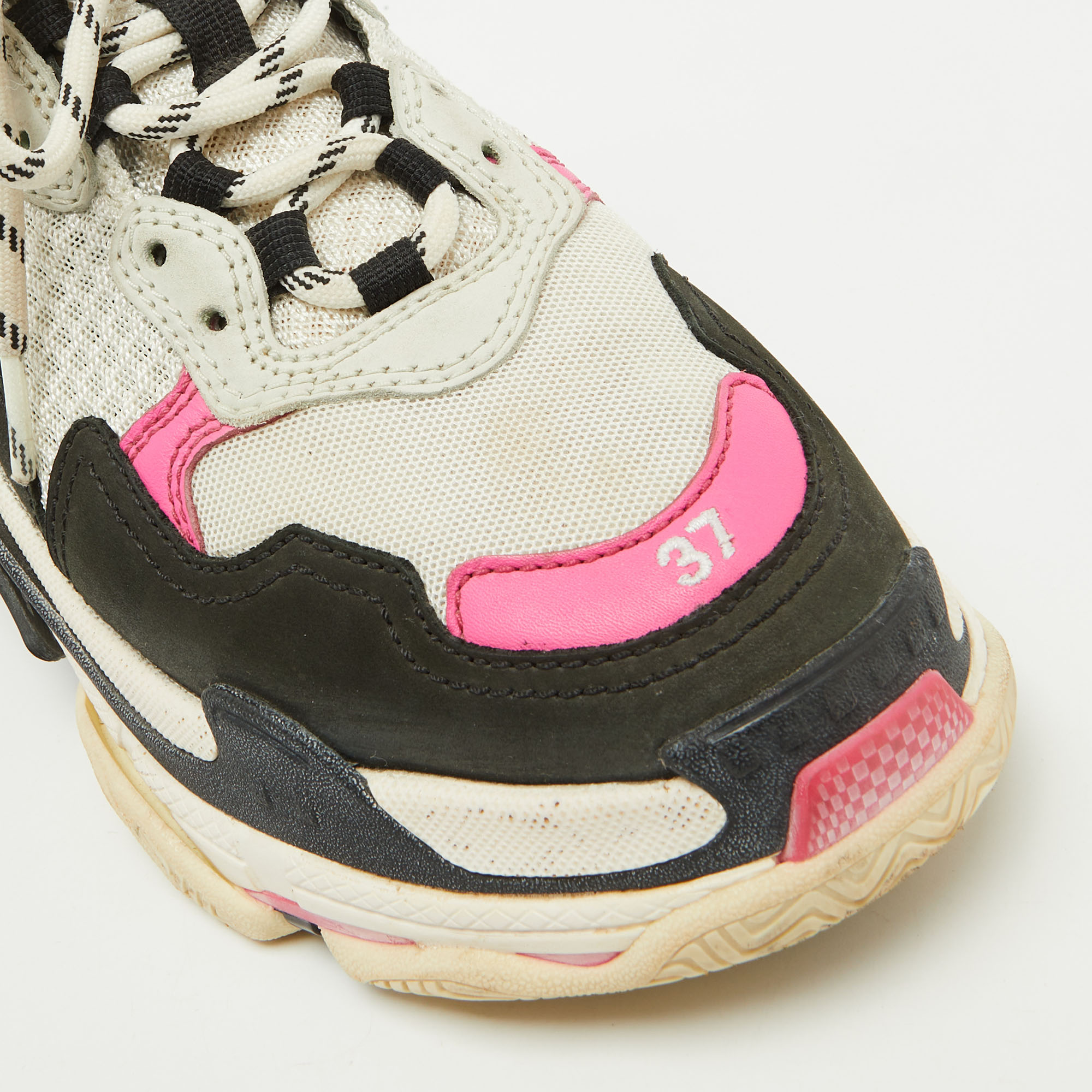 Balenciaga Multicolor Faux Leather and Mesh Triple S Sneakers Size 37 