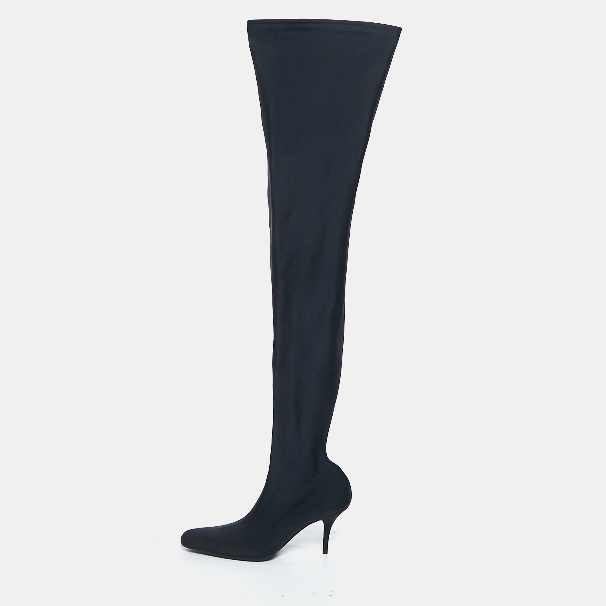 

Balenciaga Navy Blue Knit Fabric Over The Knee Boots Size