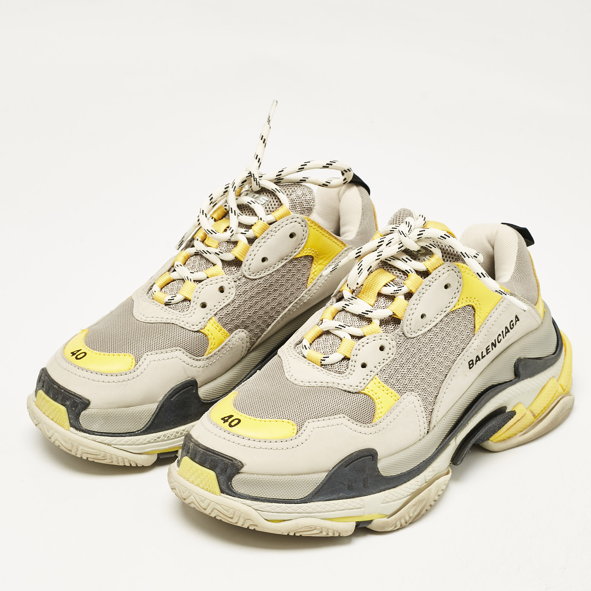 Balenciaga Multicolor Leather and Mesh Triple S Low Top Sneakers Size 40 