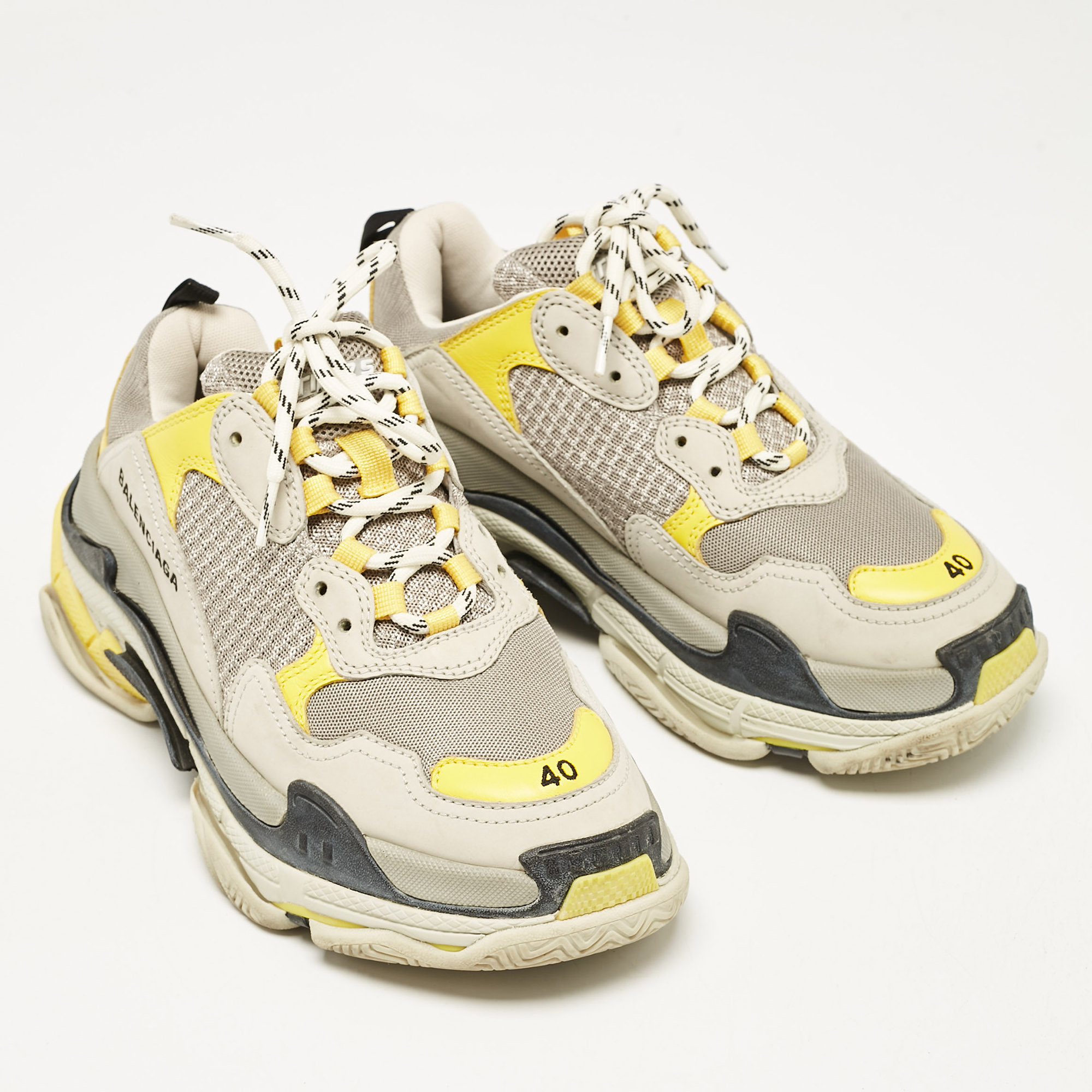 Balenciaga Multicolor Leather and Mesh Triple S Low Top Sneakers Size 40 