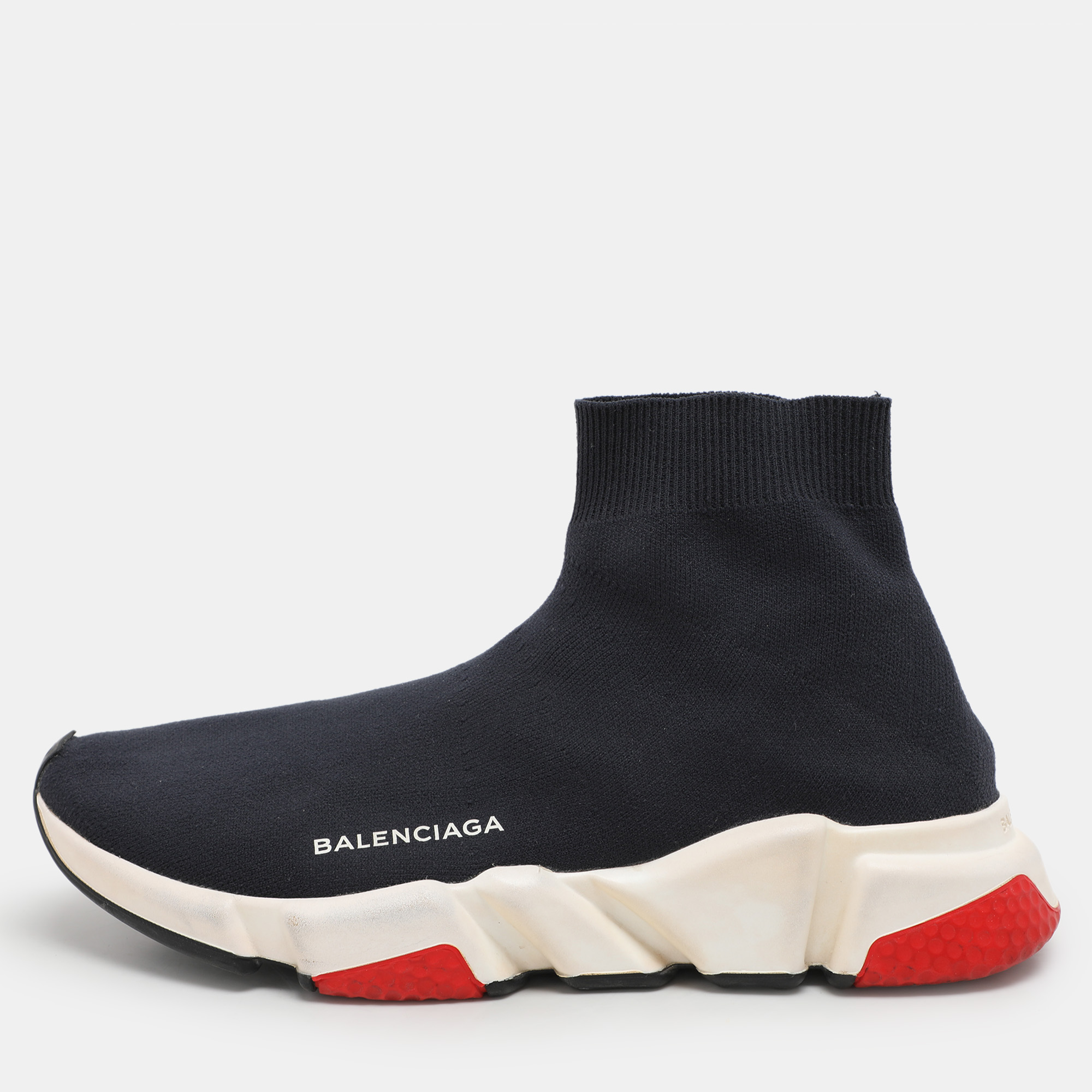 

Balenciaga Navy Knit Fabric Speed Trainer High Top Sneakers Size, Navy blue