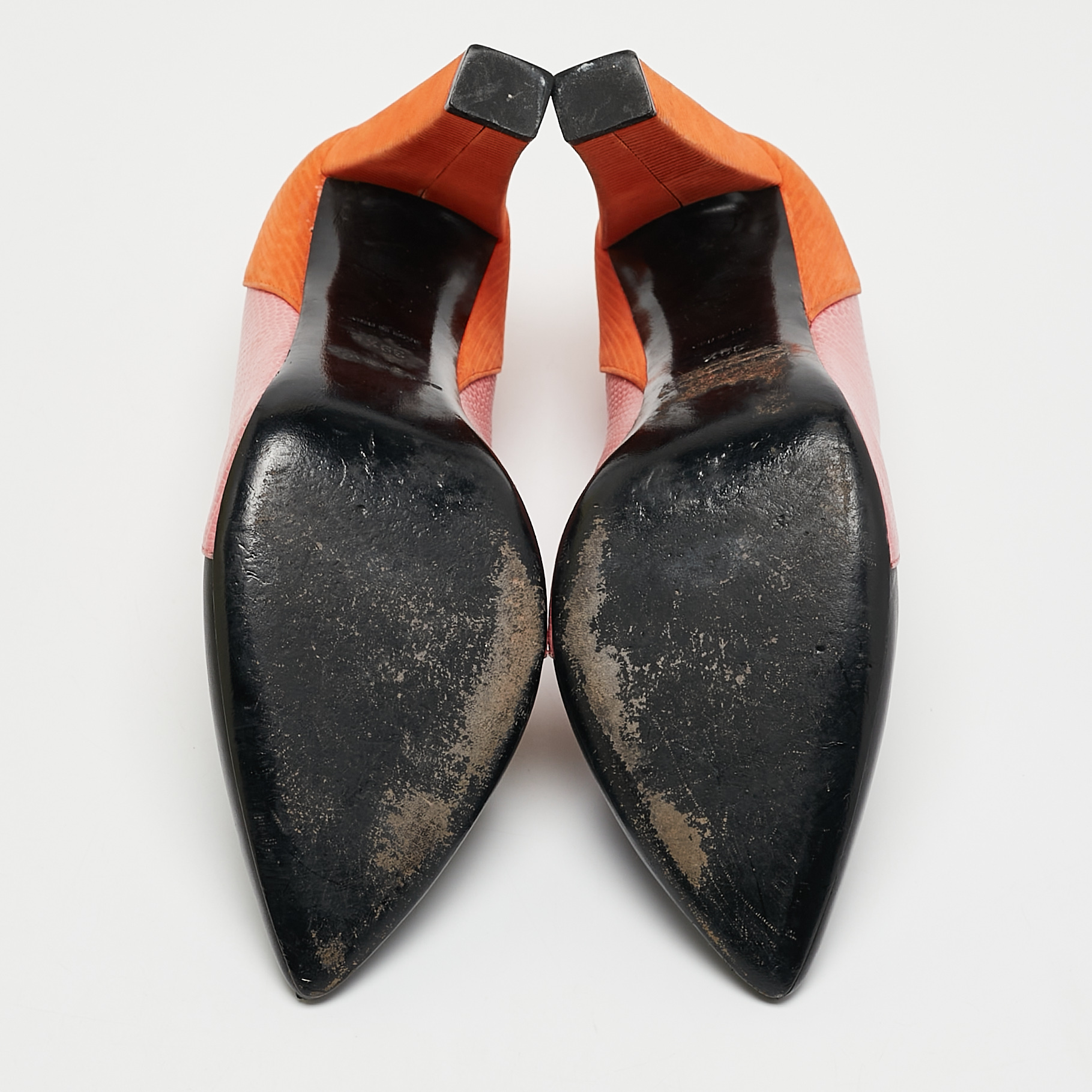 Balenciaga Multicolor Lizard Embossed and Leather Block Heel Pumps Size 39.5 