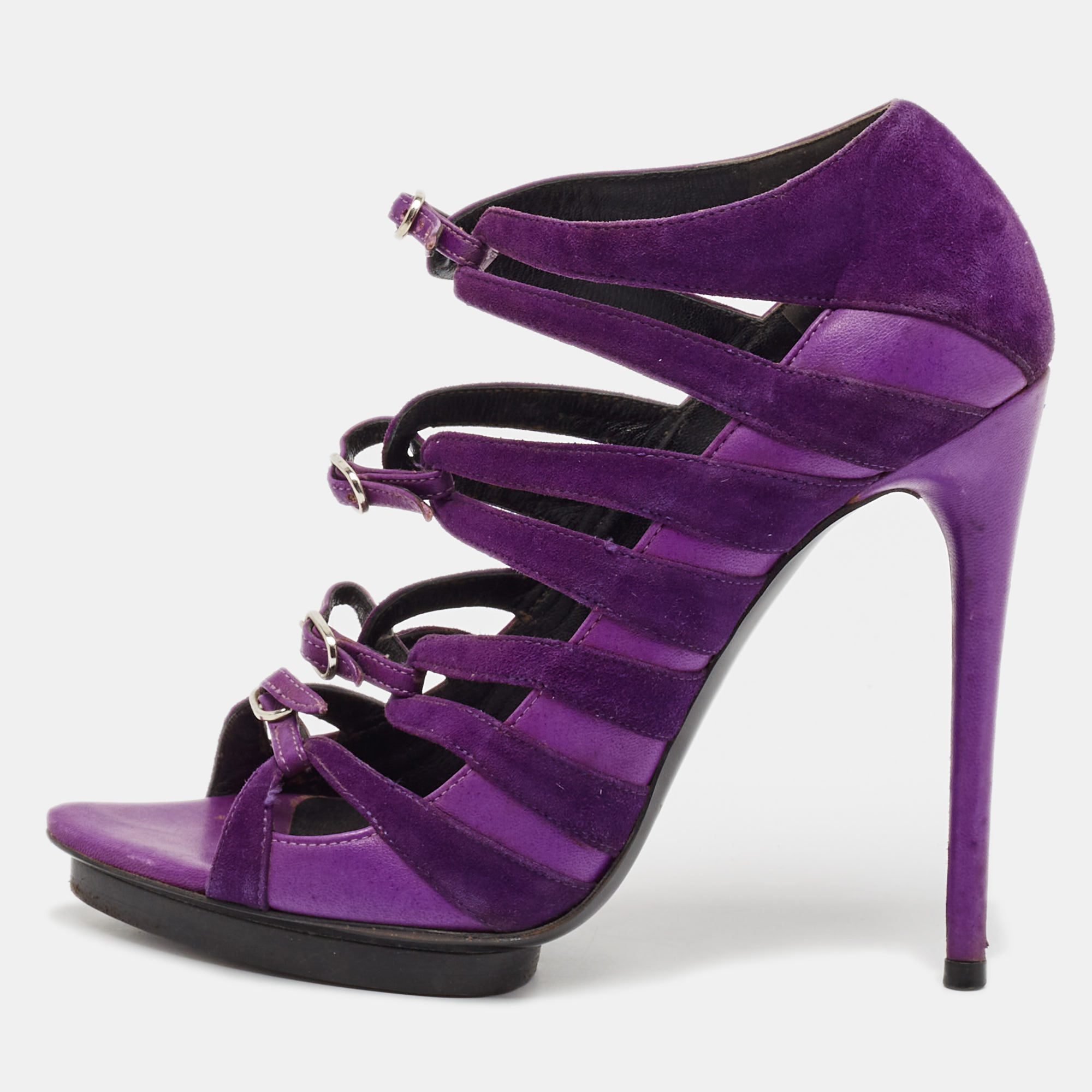 

Balenciaga Purple Suede Strappy Sandals Size