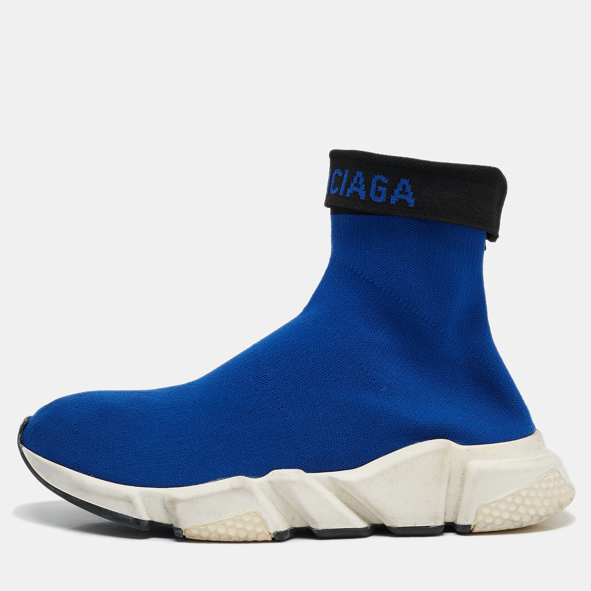 

Balenciaga Blue Knit Fabric Speed Trainer High Top Sneakers Size