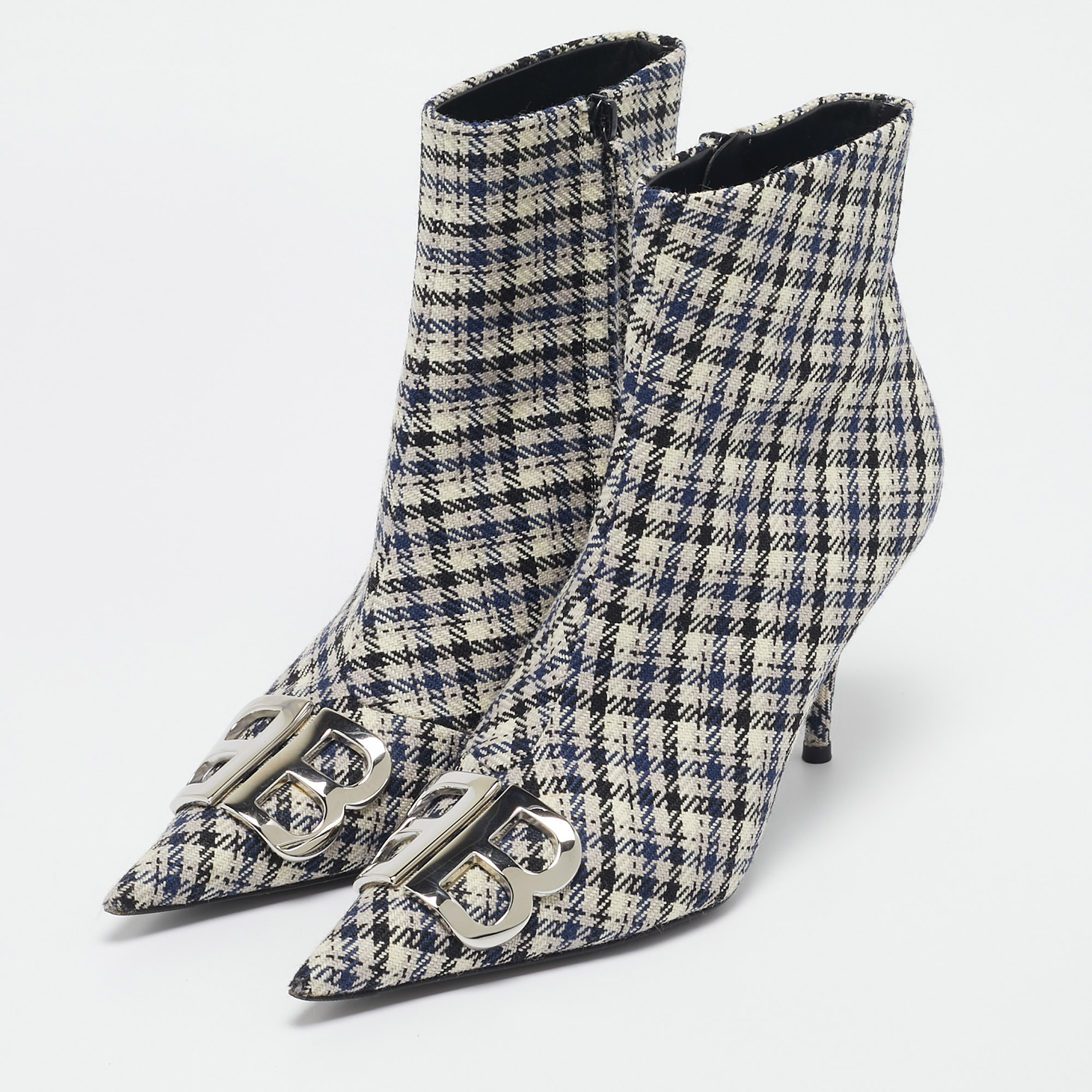 Balenciaga Multicolor Canvas BB Ankle Length Boots Size 39 