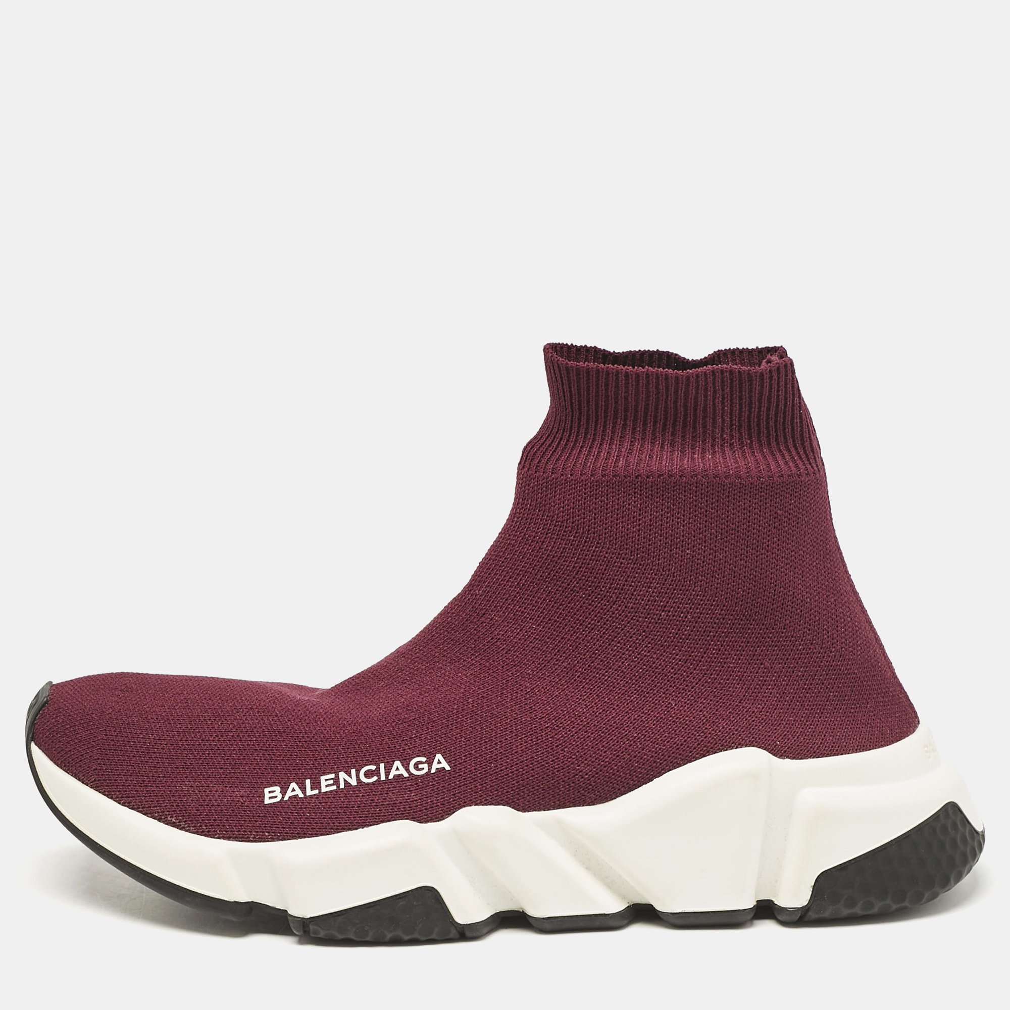 

Balenciaga Burgundy Knit Fabric Speed Trainer Sneakers Size