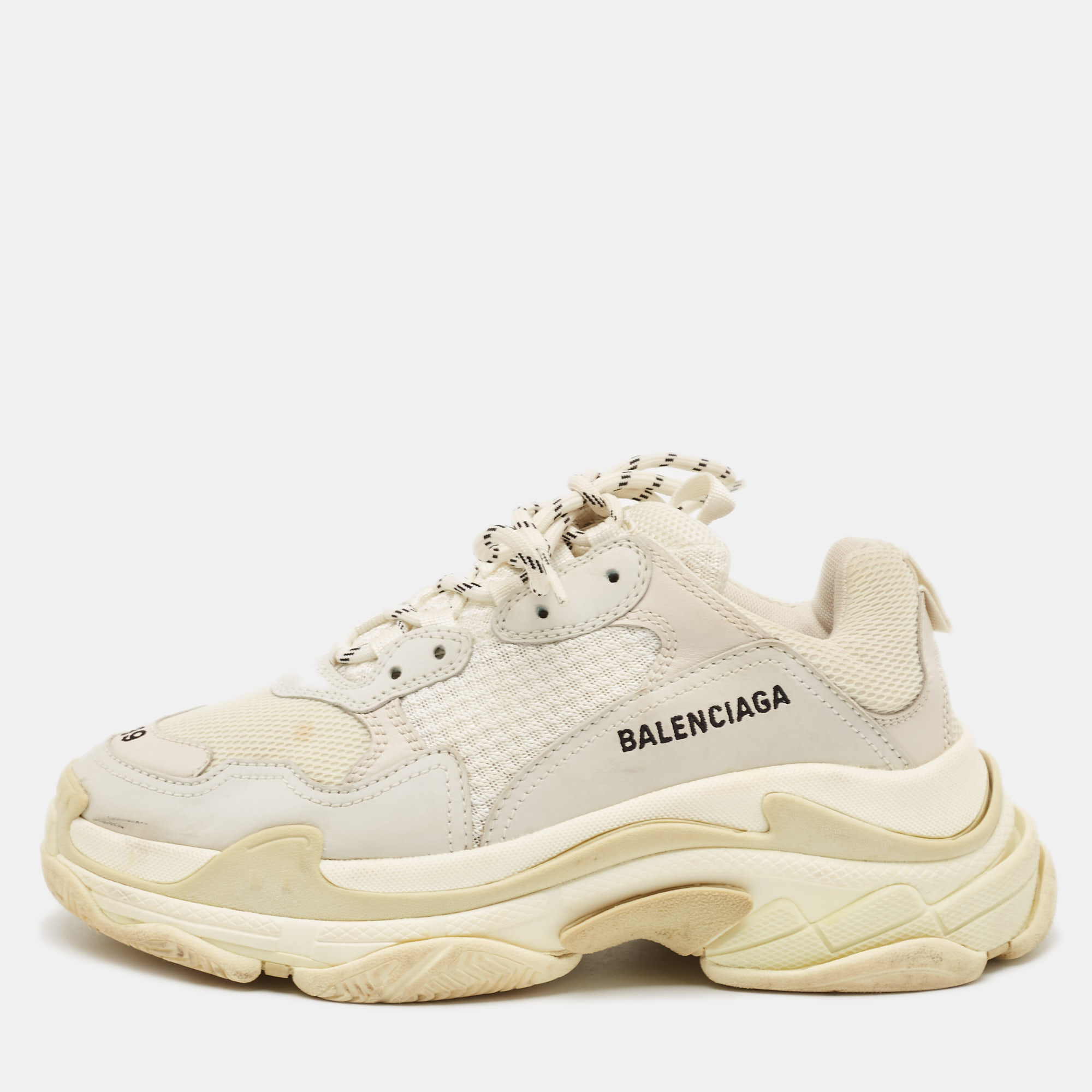 

Balenciaga Multicolor Faux Leather and Mesh Triple S Lace Up Sneakers Size