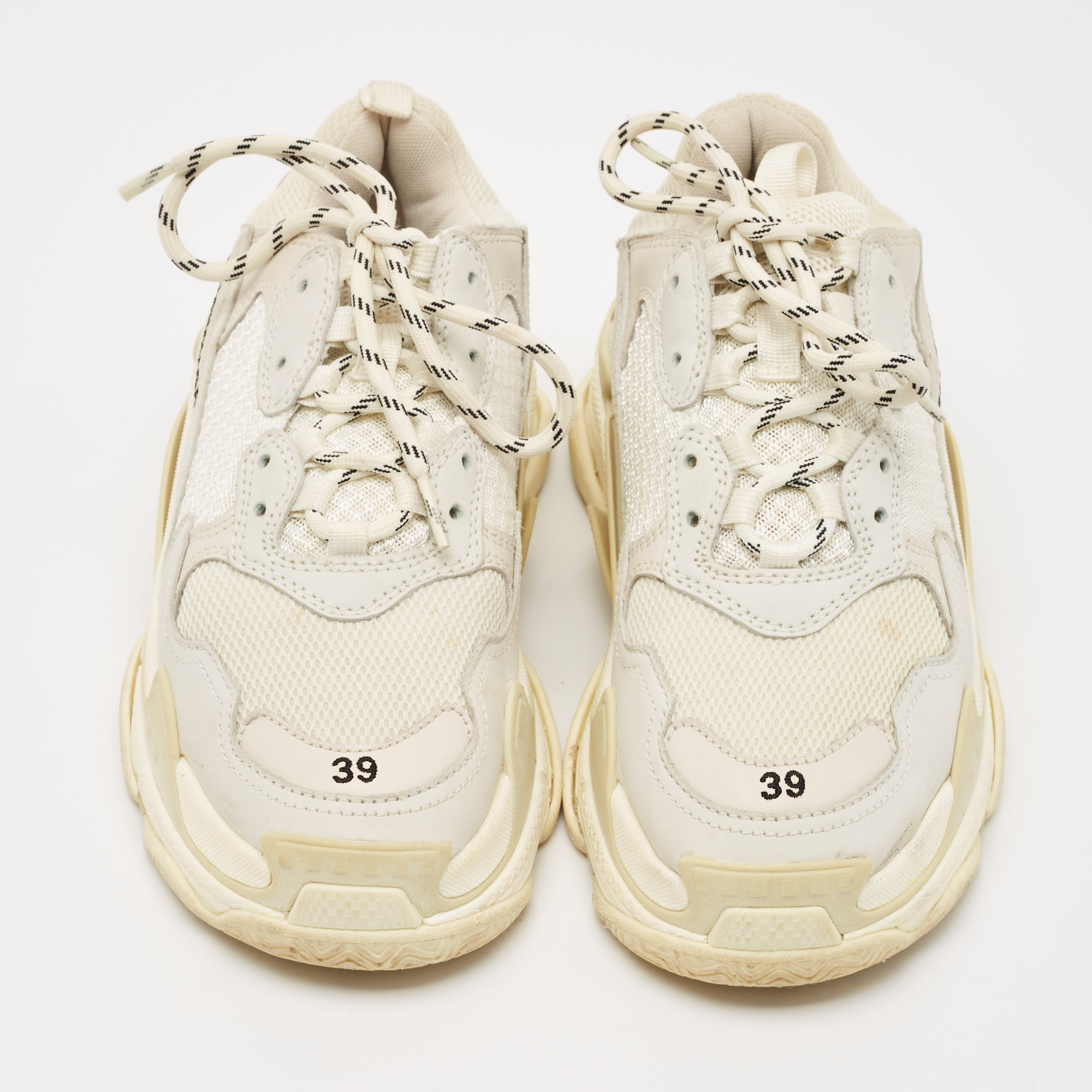 Balenciaga Multicolor Faux Leather and Mesh Triple S Lace Up Sneakers Size 39 