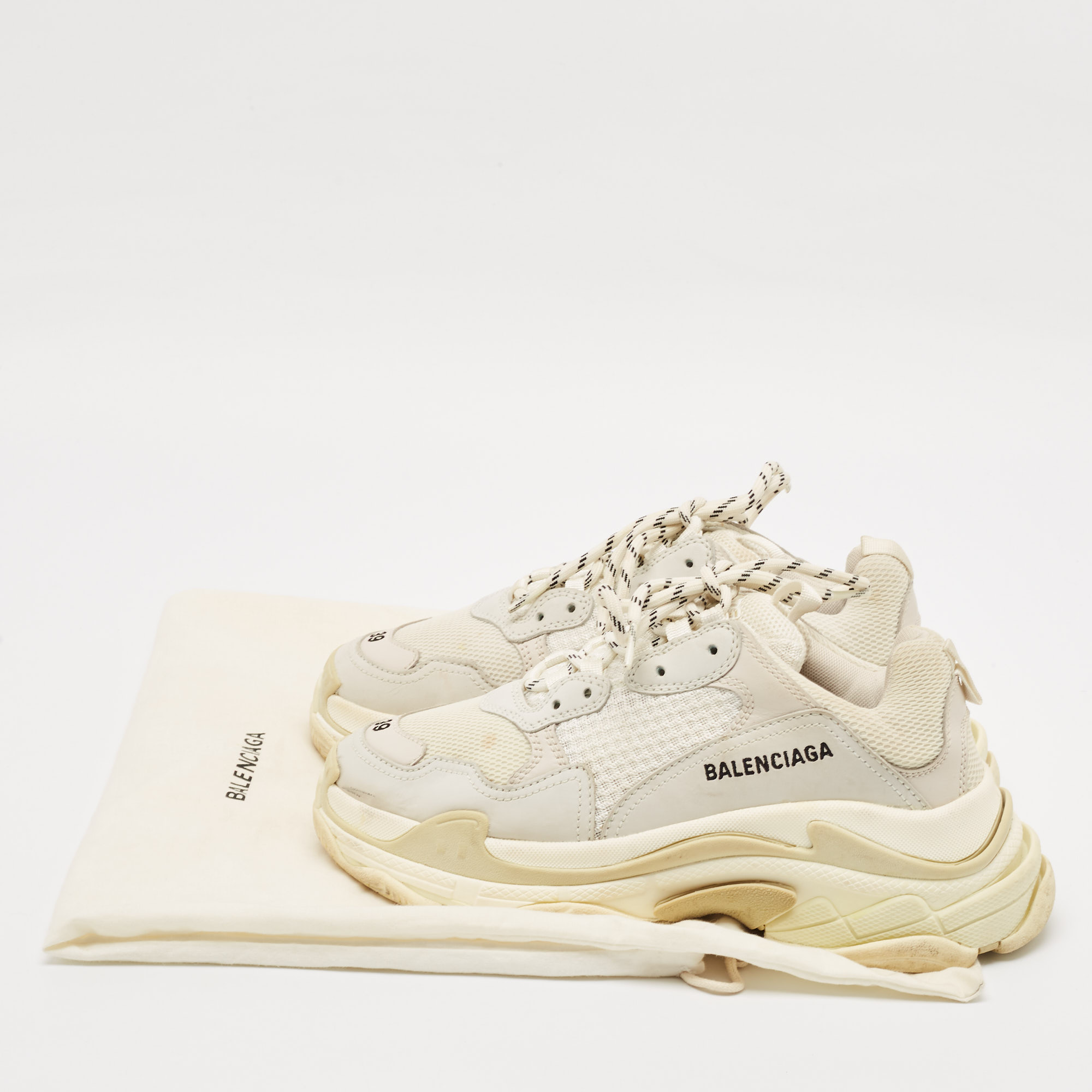 Balenciaga Multicolor Faux Leather and Mesh Triple S Lace Up Sneakers Size 39 