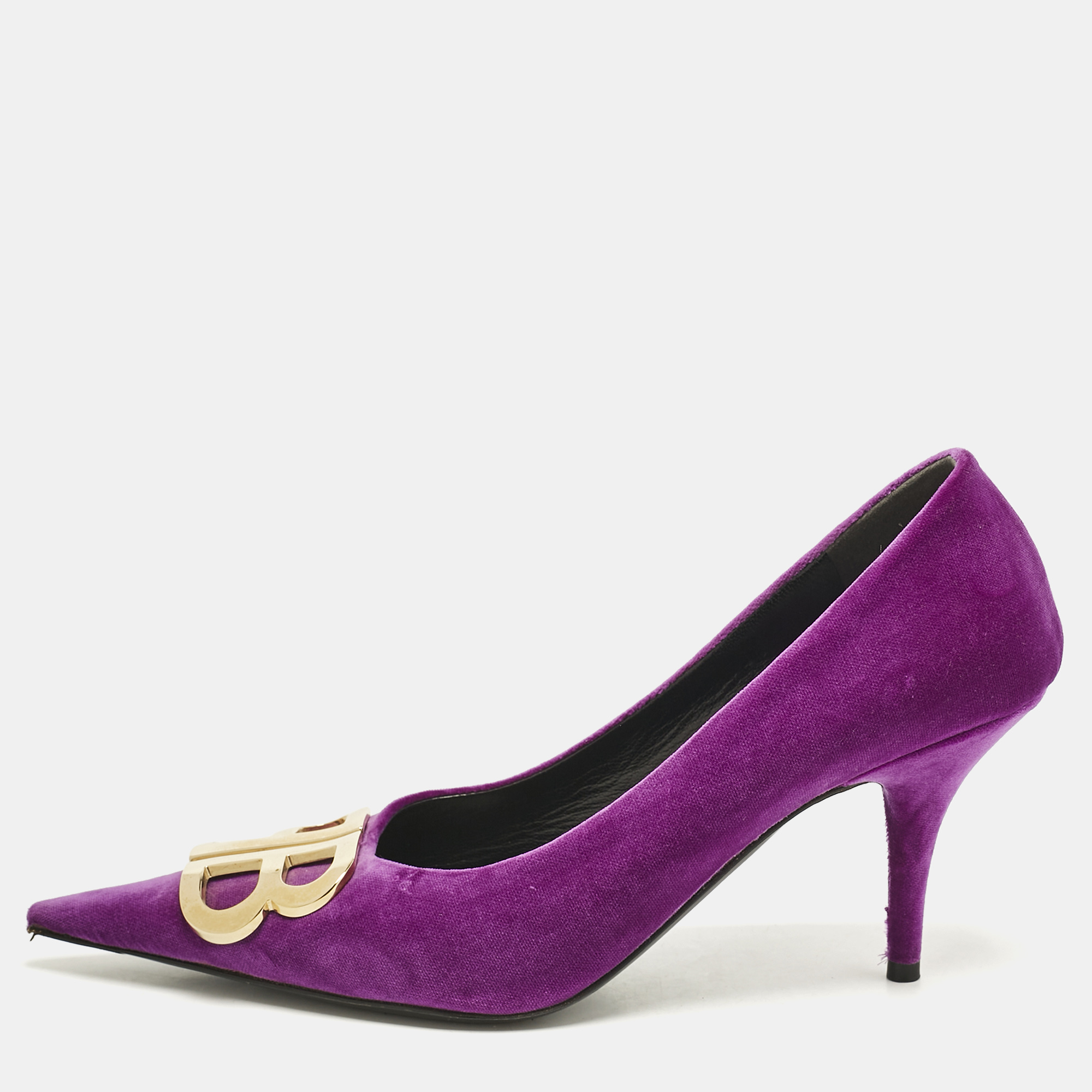 

Balenciaga Purple Velvet Pointed Toe BB Pumps Size