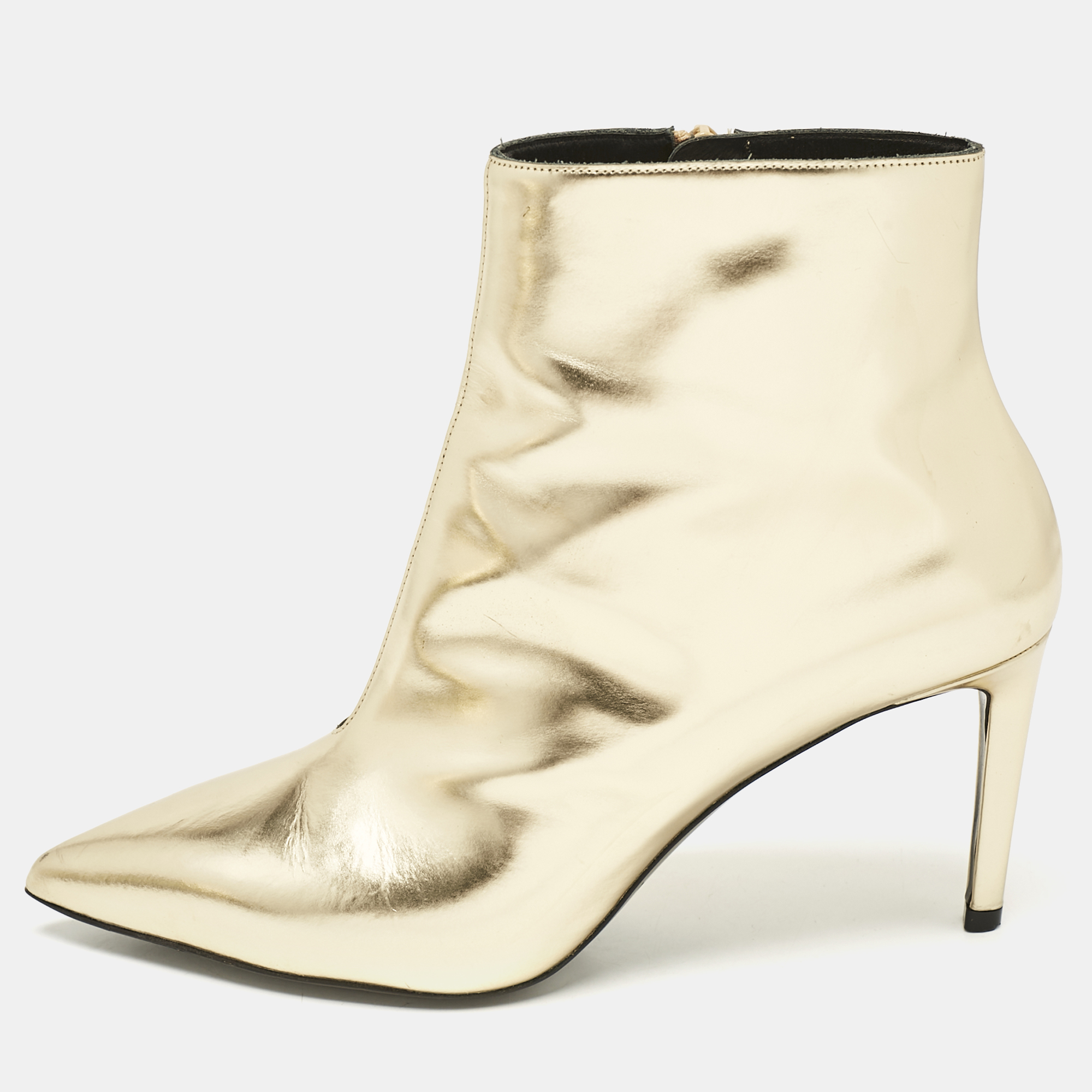 

Balenciaga Gold Leather Pointed Toe Ankle Length Boots Size