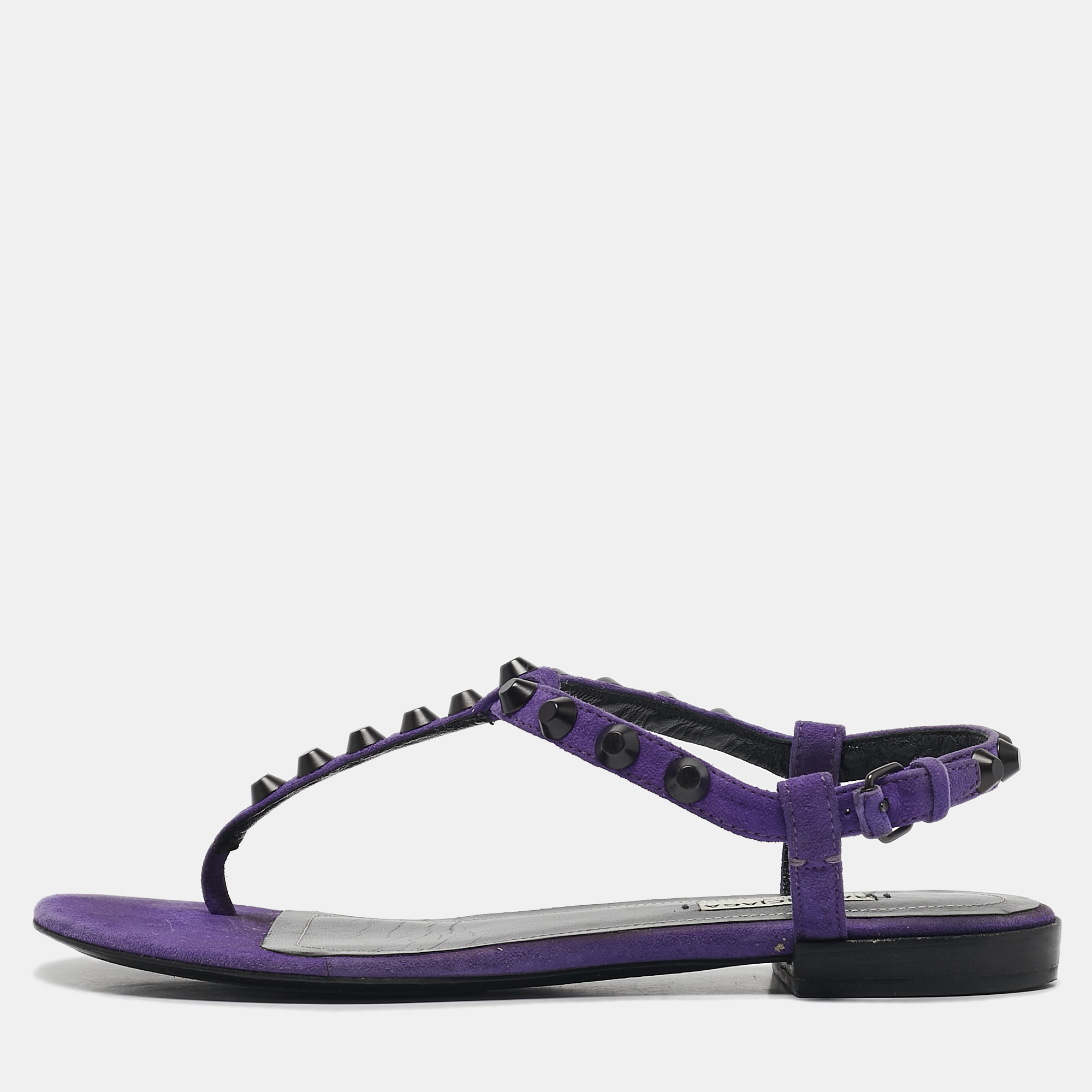 

Balenciaga Purple Suede Arena Flat Sandals Size