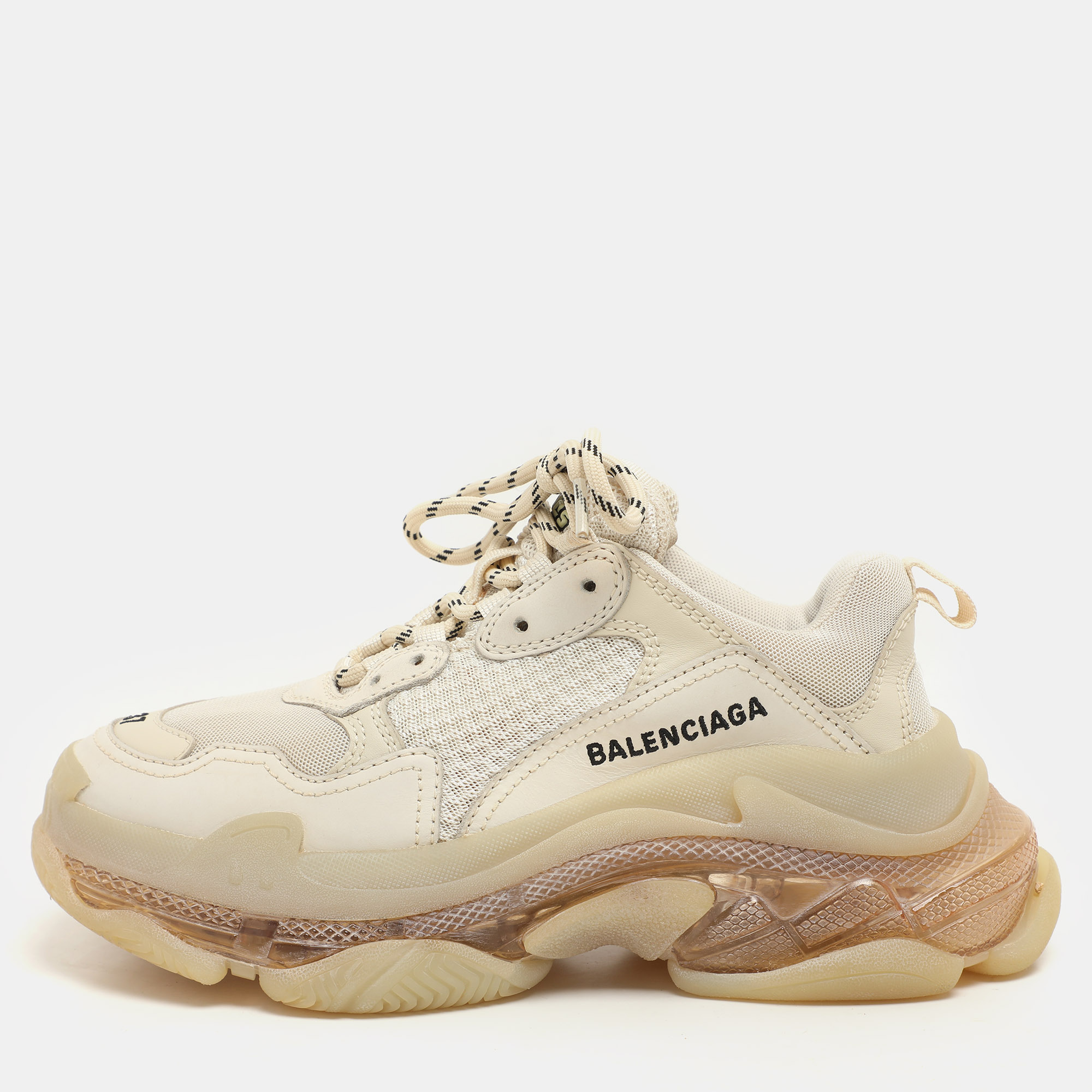 

Balenciaga Beige Nubuck and Mesh Triple S Sneakers Size