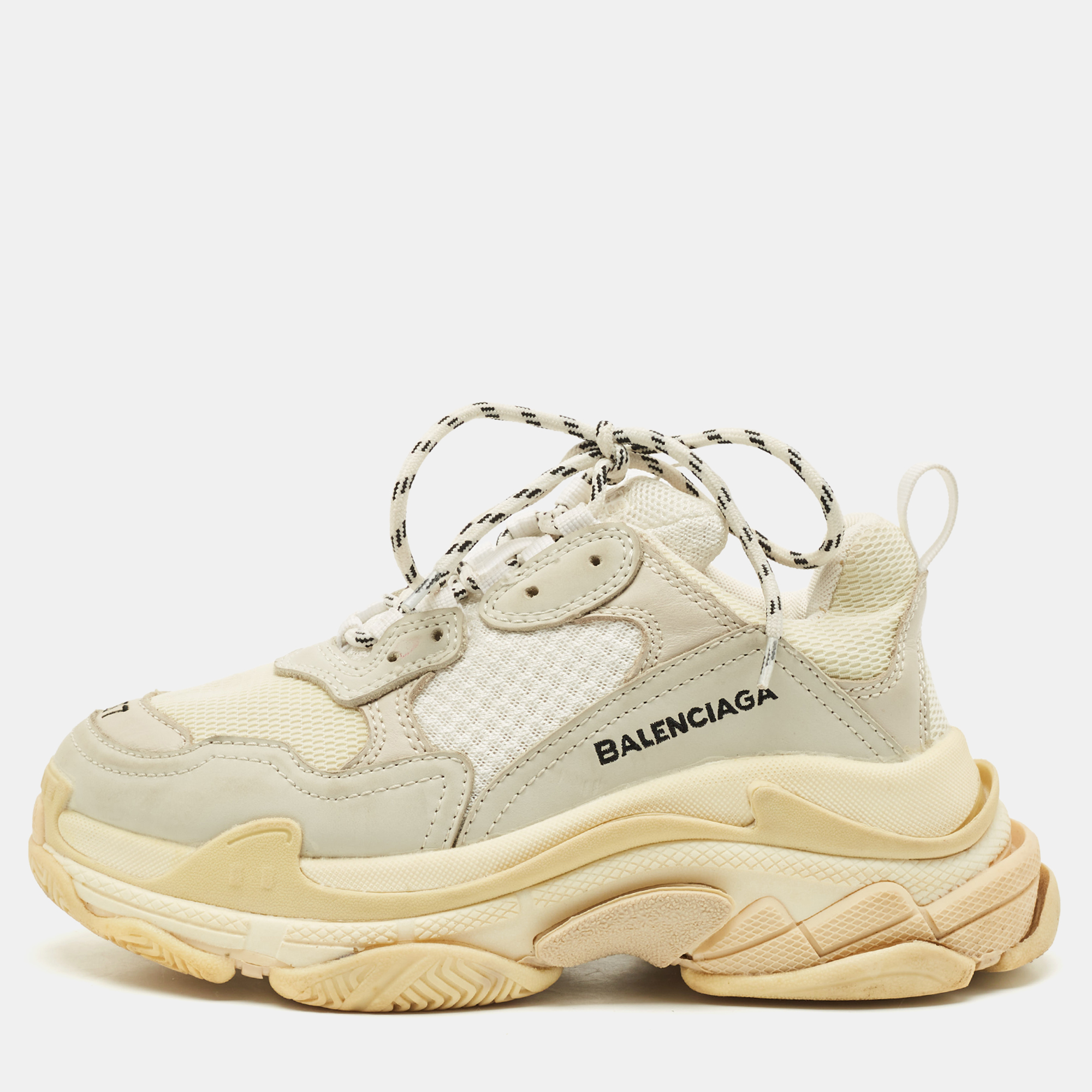 

Balenciaga Beige Nubuck Leather and Mesh Triple S Sneakers Size
