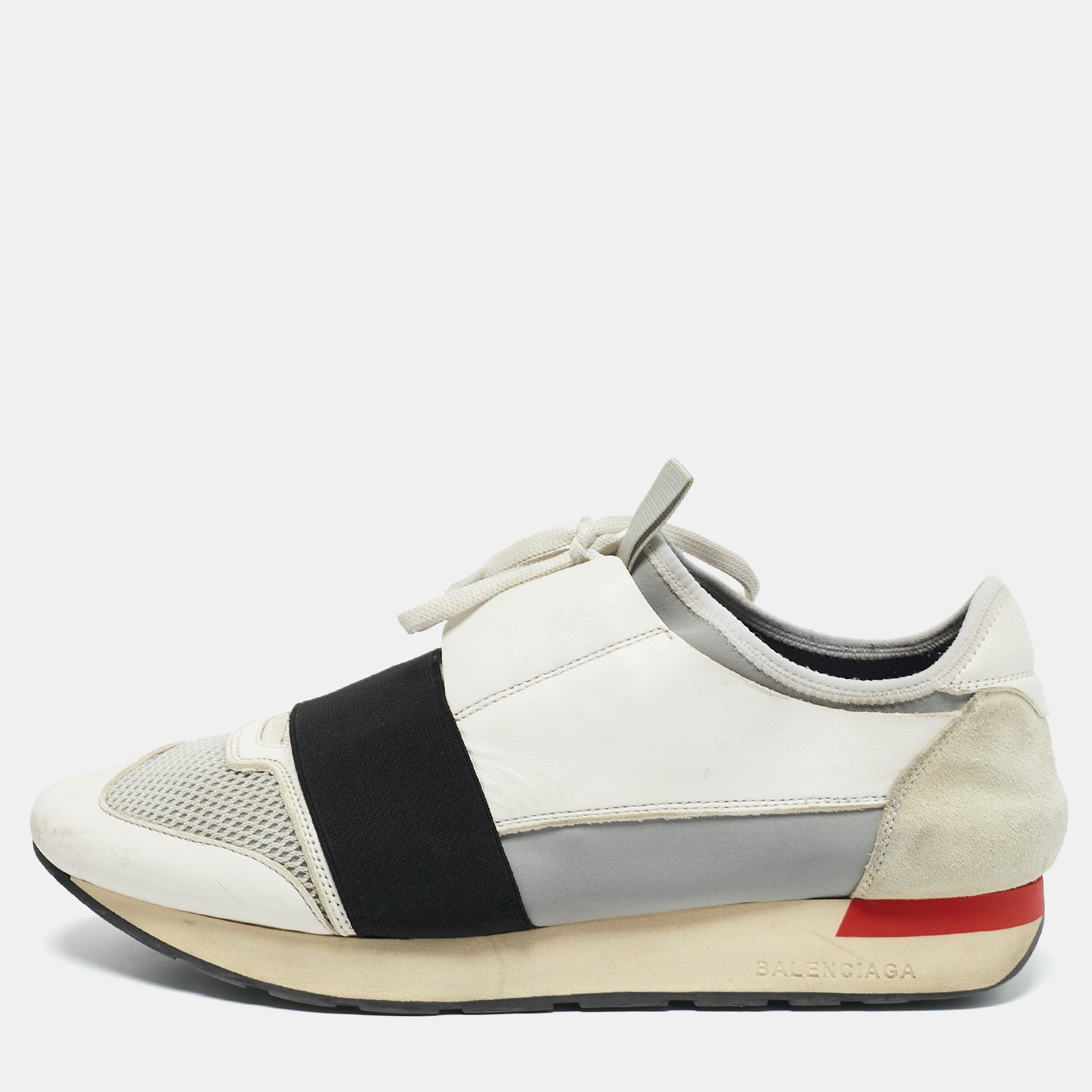 

Balenciaga White Mesh and Leather Race Runner Sneakers Size