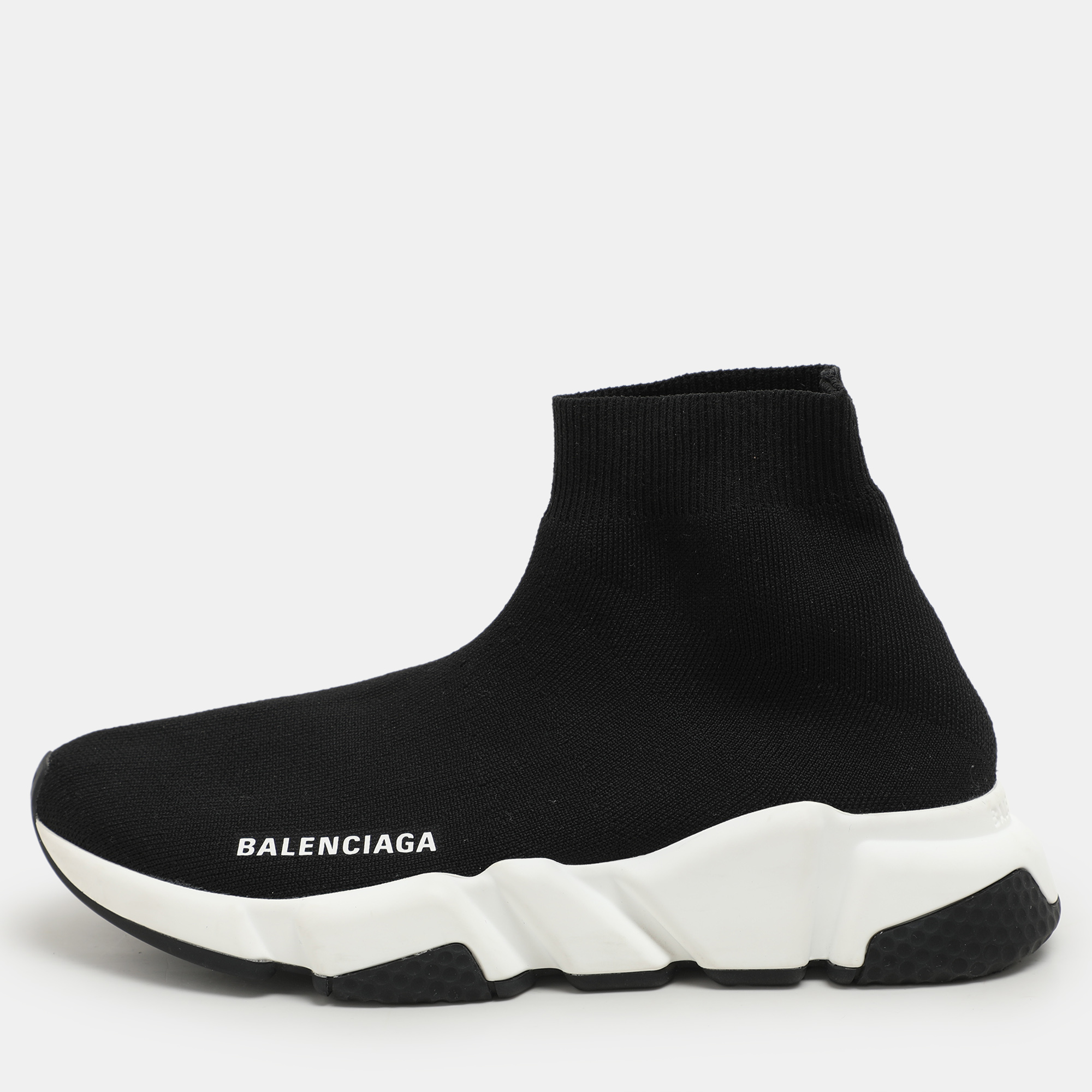 

Balenciaga Black Knit Fabric Speed High Top Sneakers Size