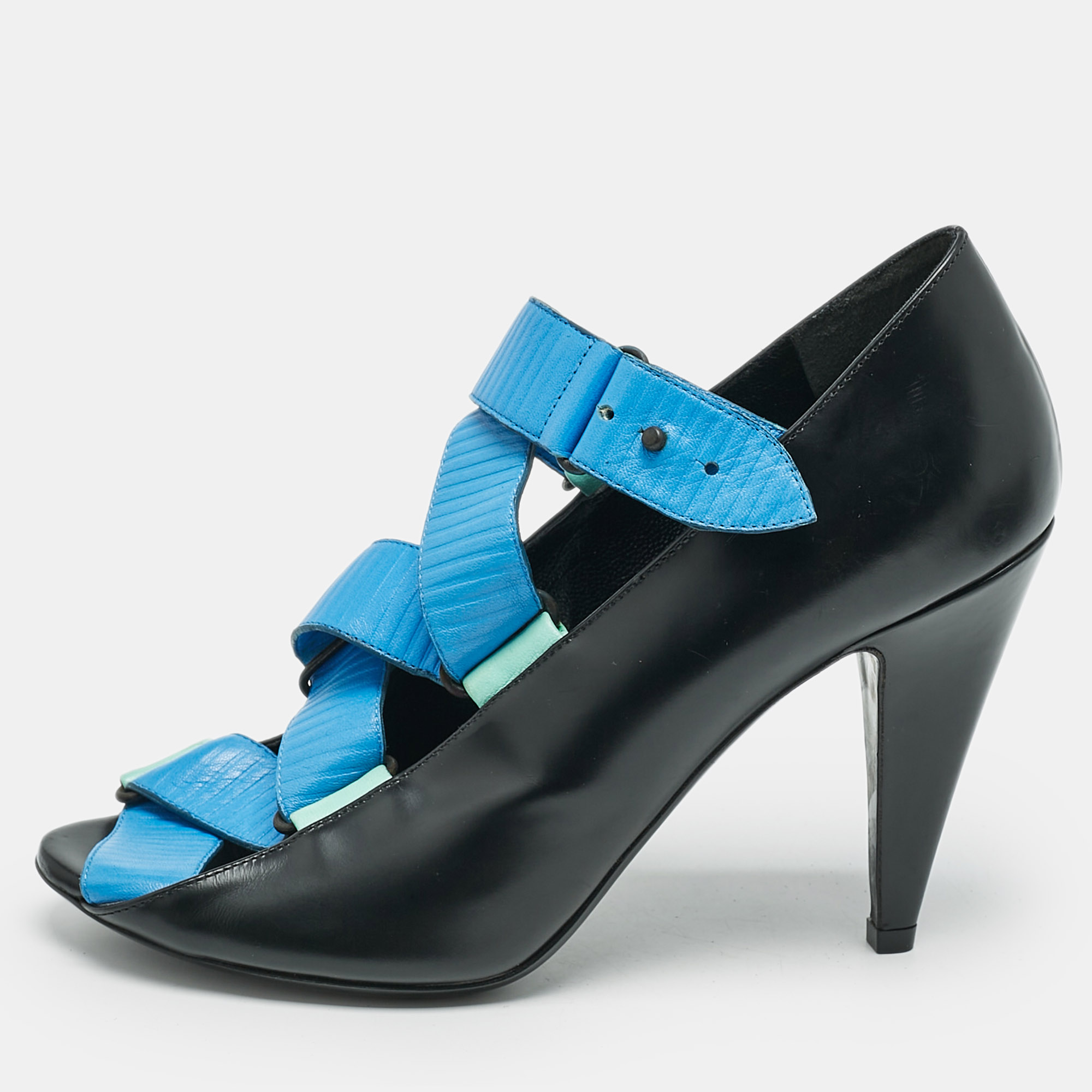 

Balenciaga Multicolor Leather Thick Strap Pumps Size