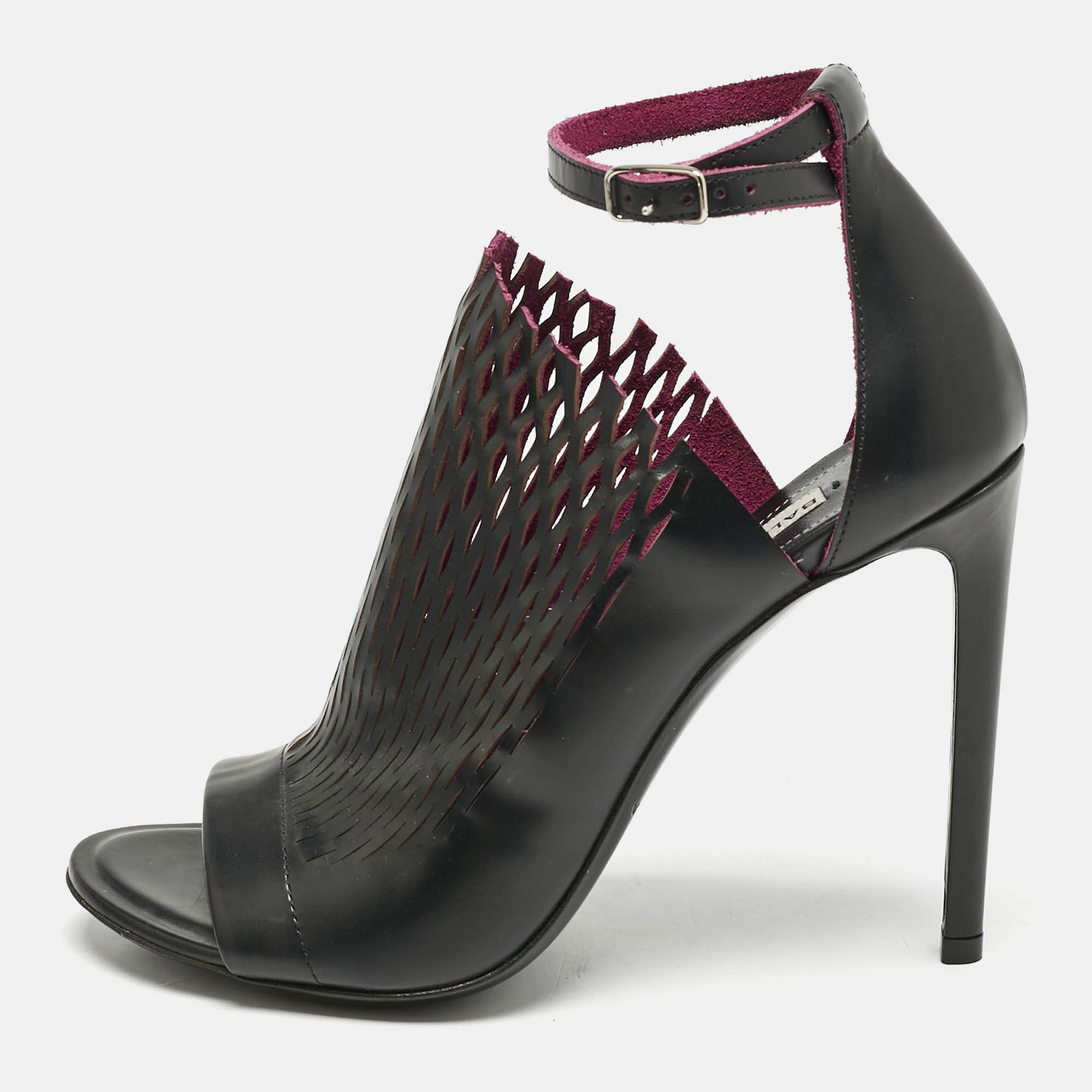 

Balenciaga Black/Pink Lasercuts Leather Glove Sandals Size