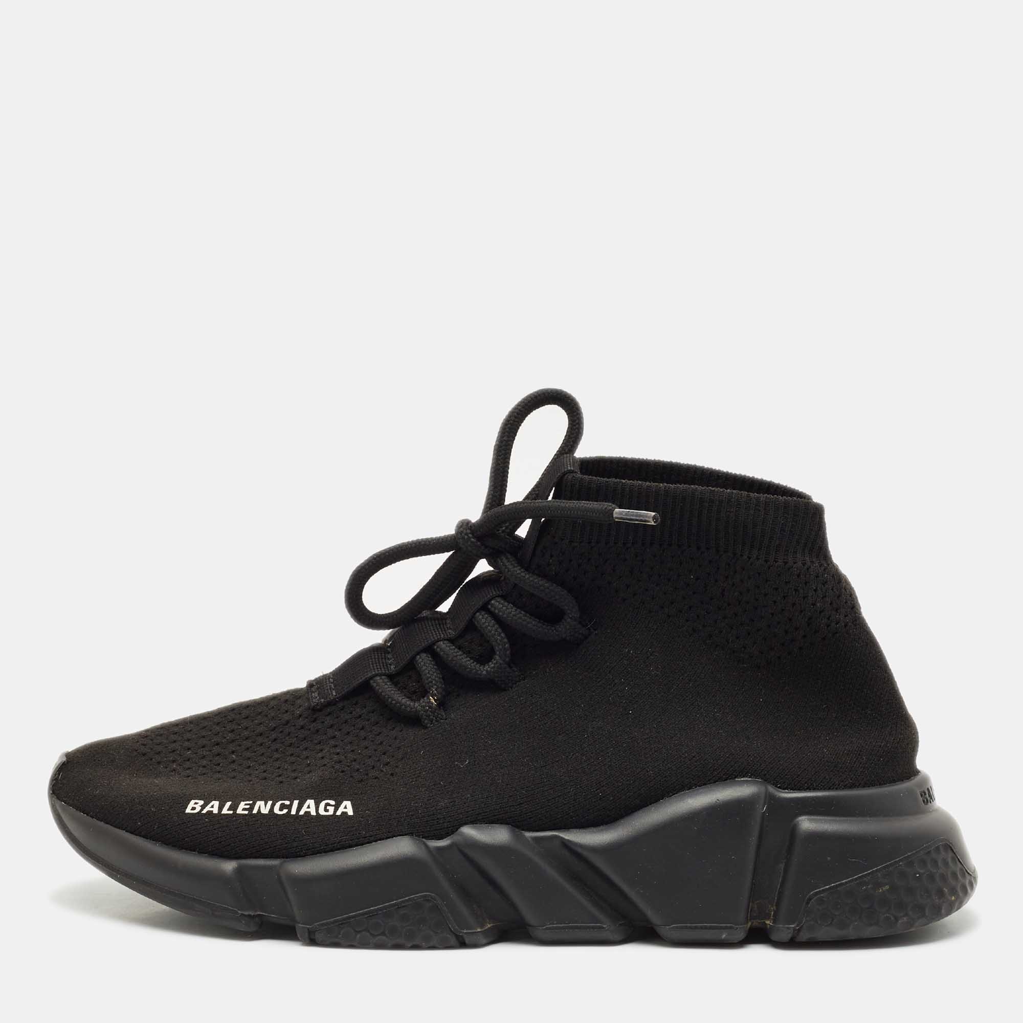 

Balenciaga Black Knit Fabric Speed Trainer Sneakers Size