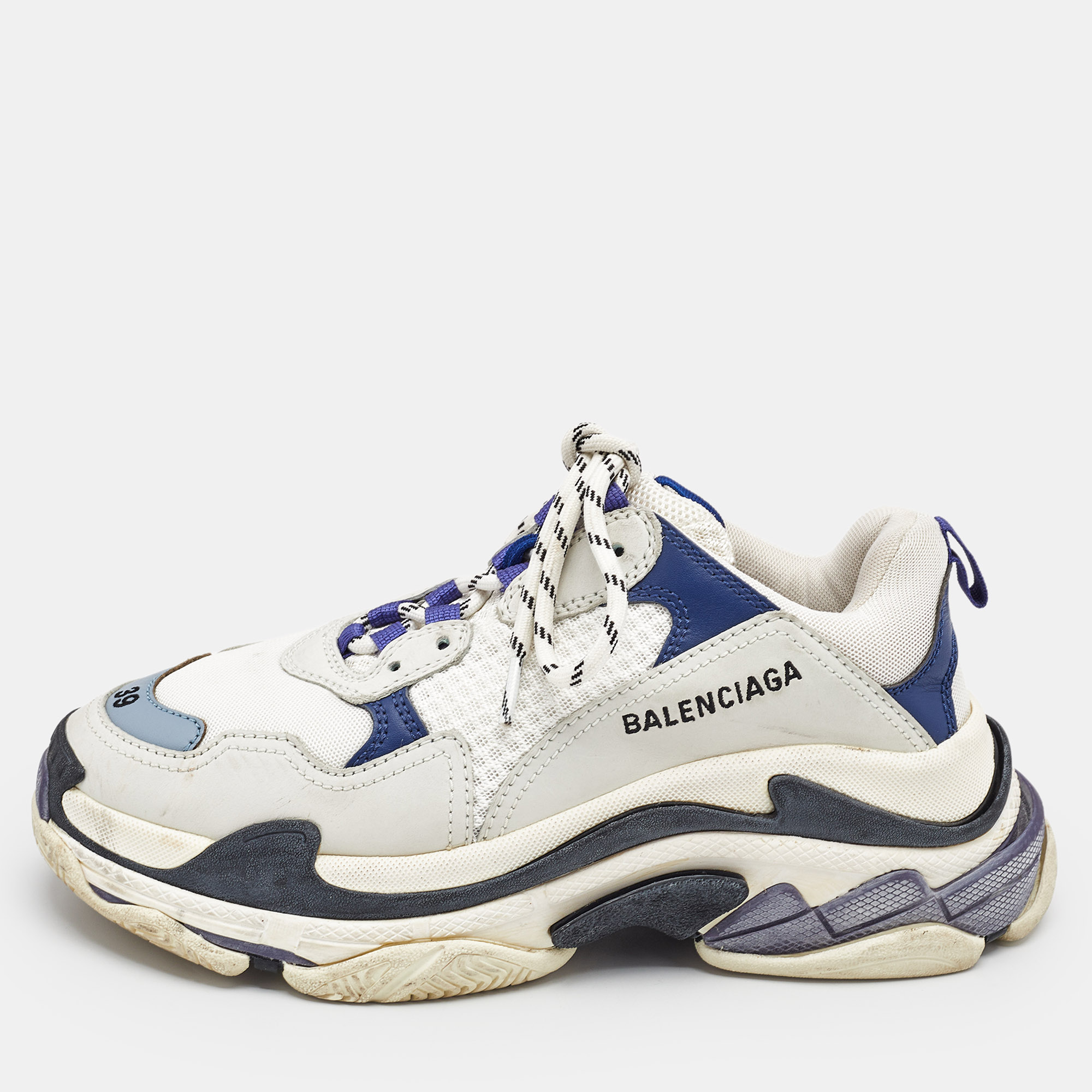 

Balenciaga Multicolor Faux Leather and Mesh Triple S Lace Up Sneakers Size