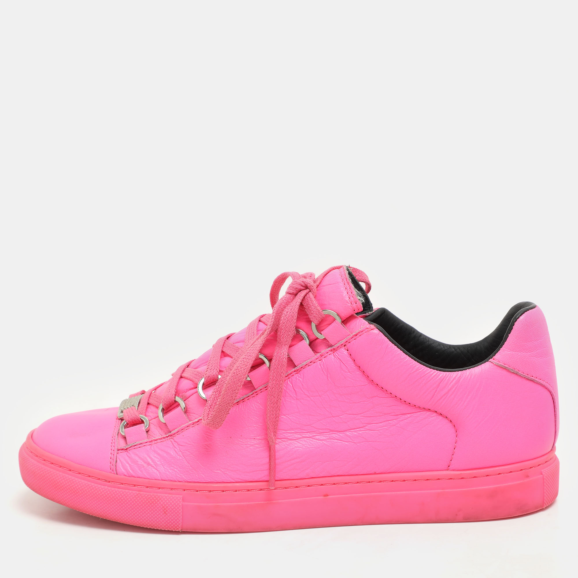 

Balenciaga Pink Leather Arena Low Top Sneakers Size