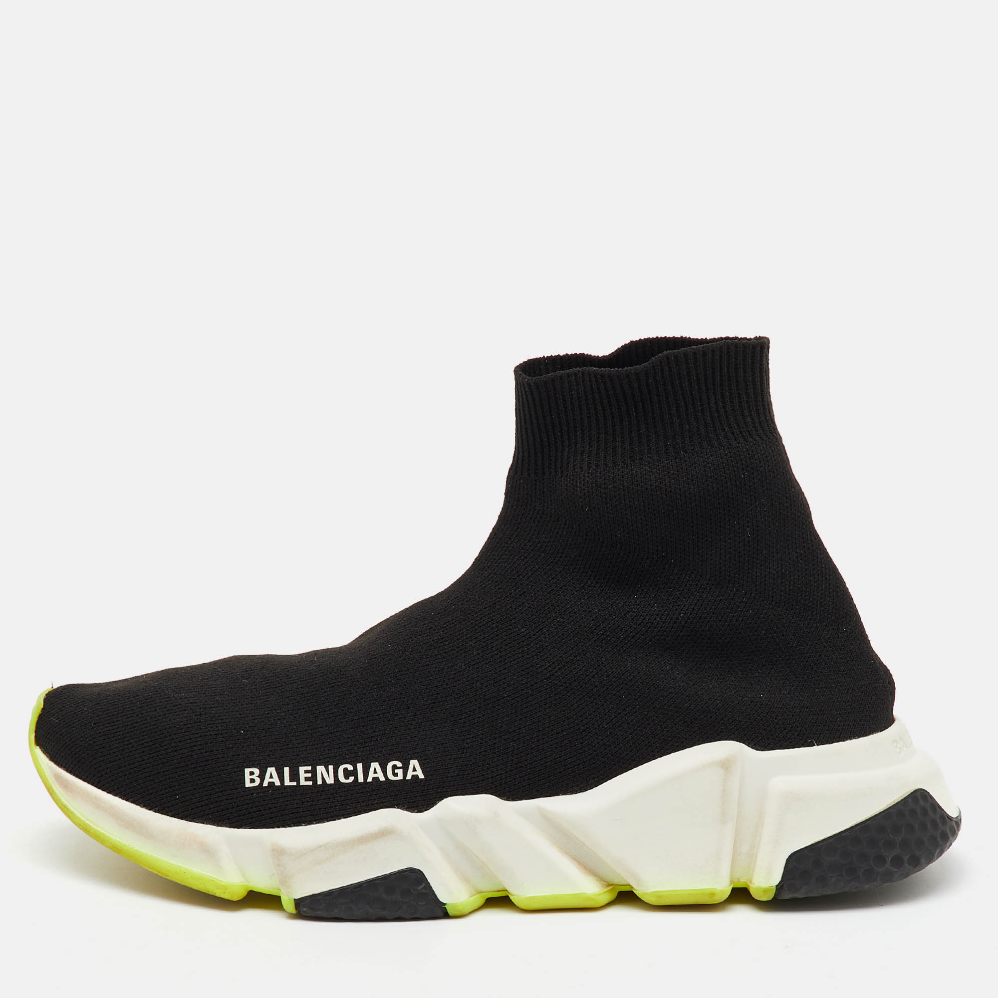 

Balenciaga Black Knit Fabric Speed Trainer Slip On Sneakers Size