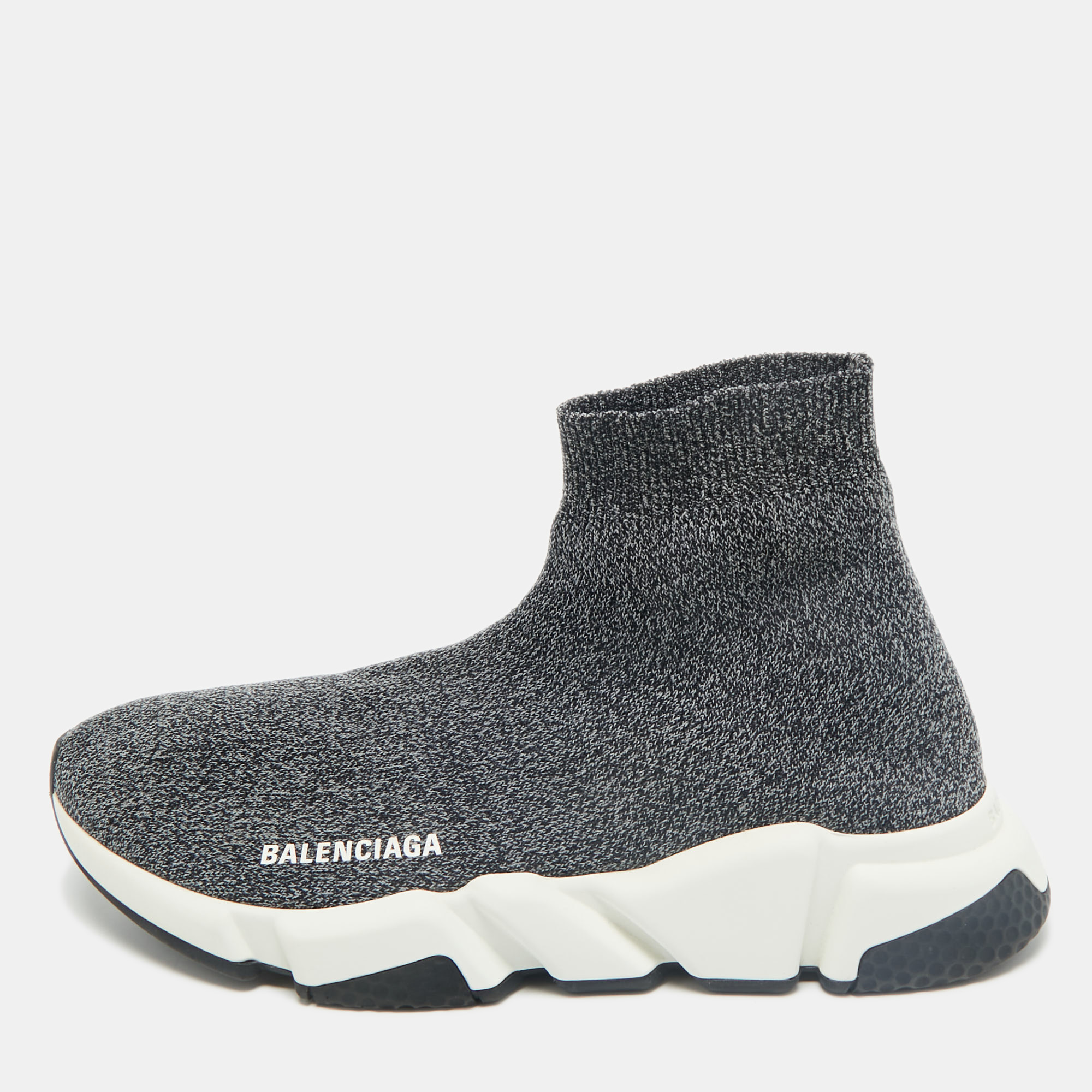 

Balenciaga Grey Knit Fabric Speed Trainer Slip On Sneakers Size