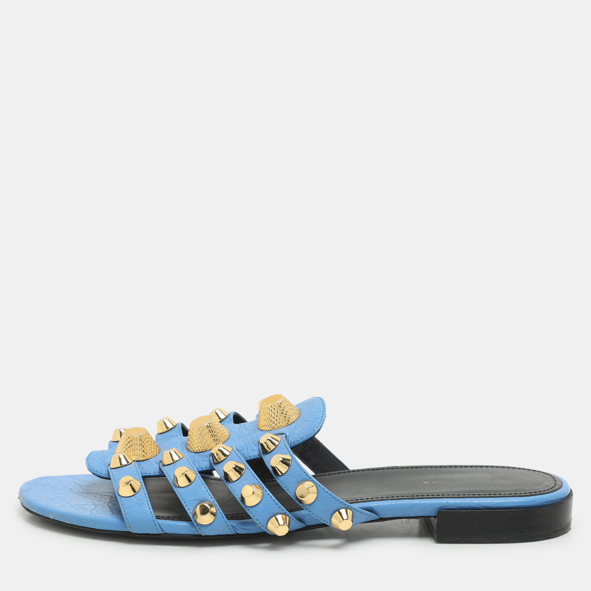 

Balenciaga Blue Leather Arena Flats Size
