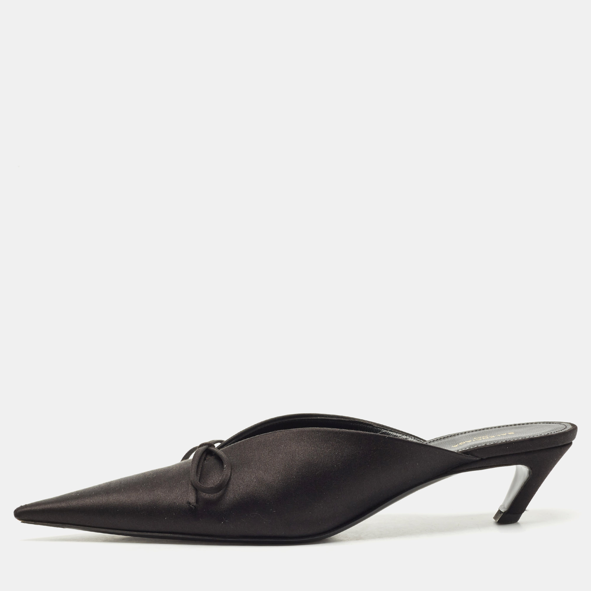 

Balenciaga Black Logo Satin Bow Knife Mules Size