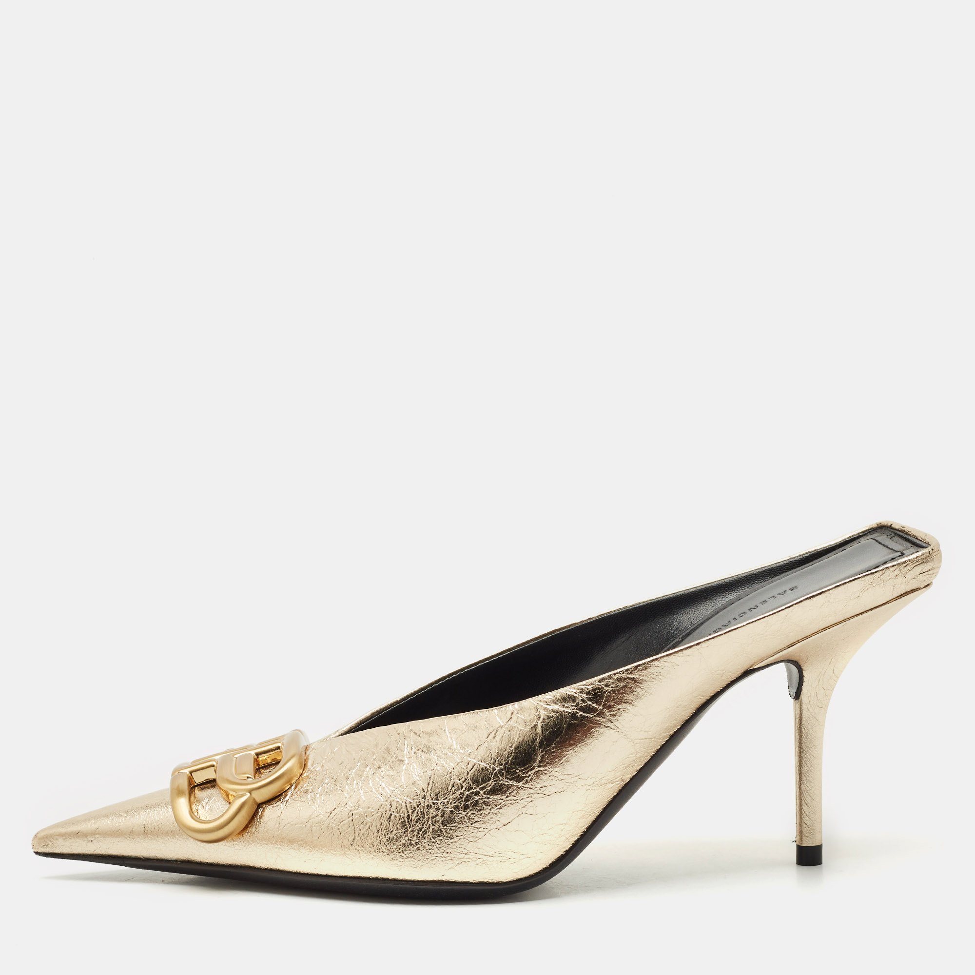 

Balenciaga Gold Leather BB Knife Mules Size
