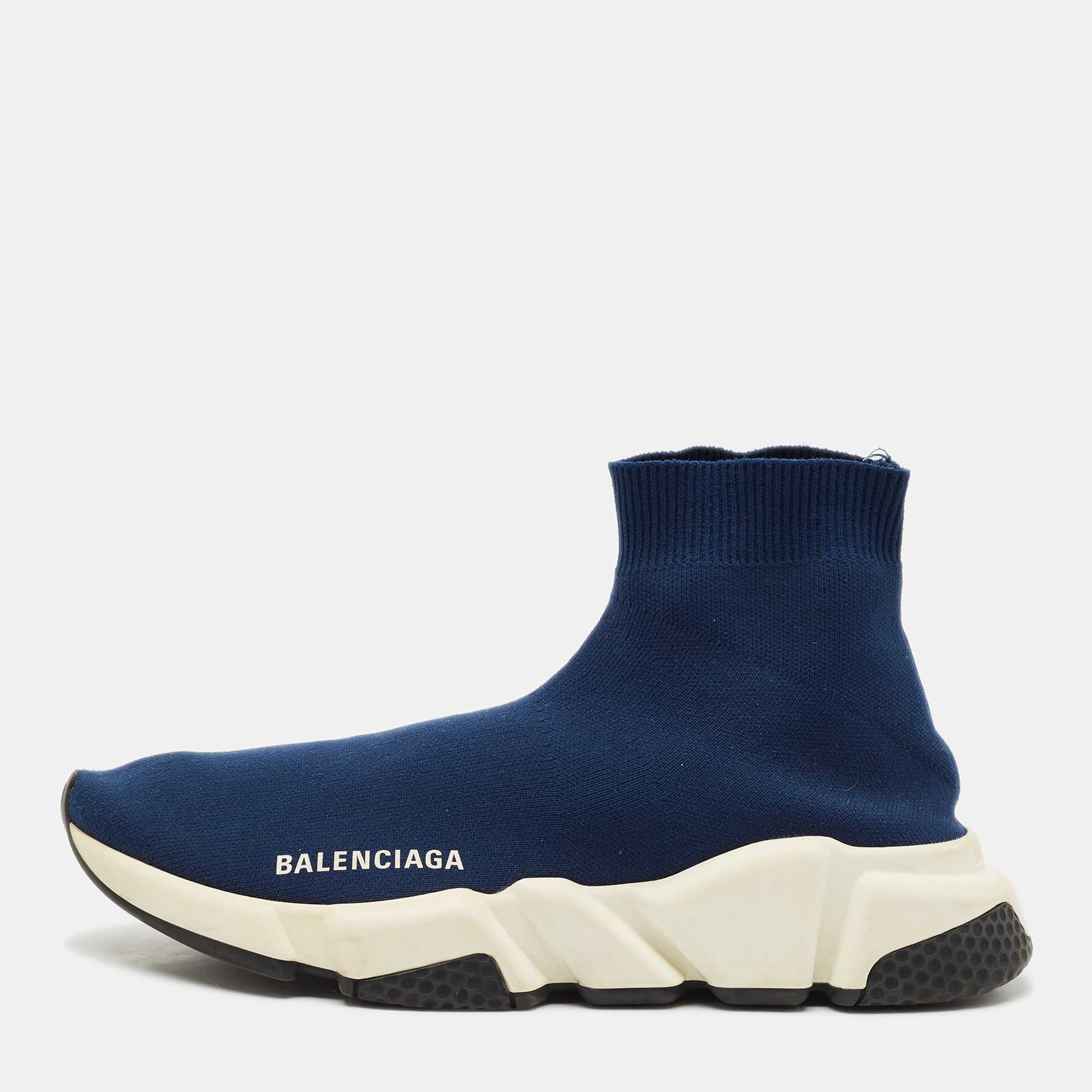 

Balenciaga Dark Blue Knit Fabric Speed Trainer Sneakers Size