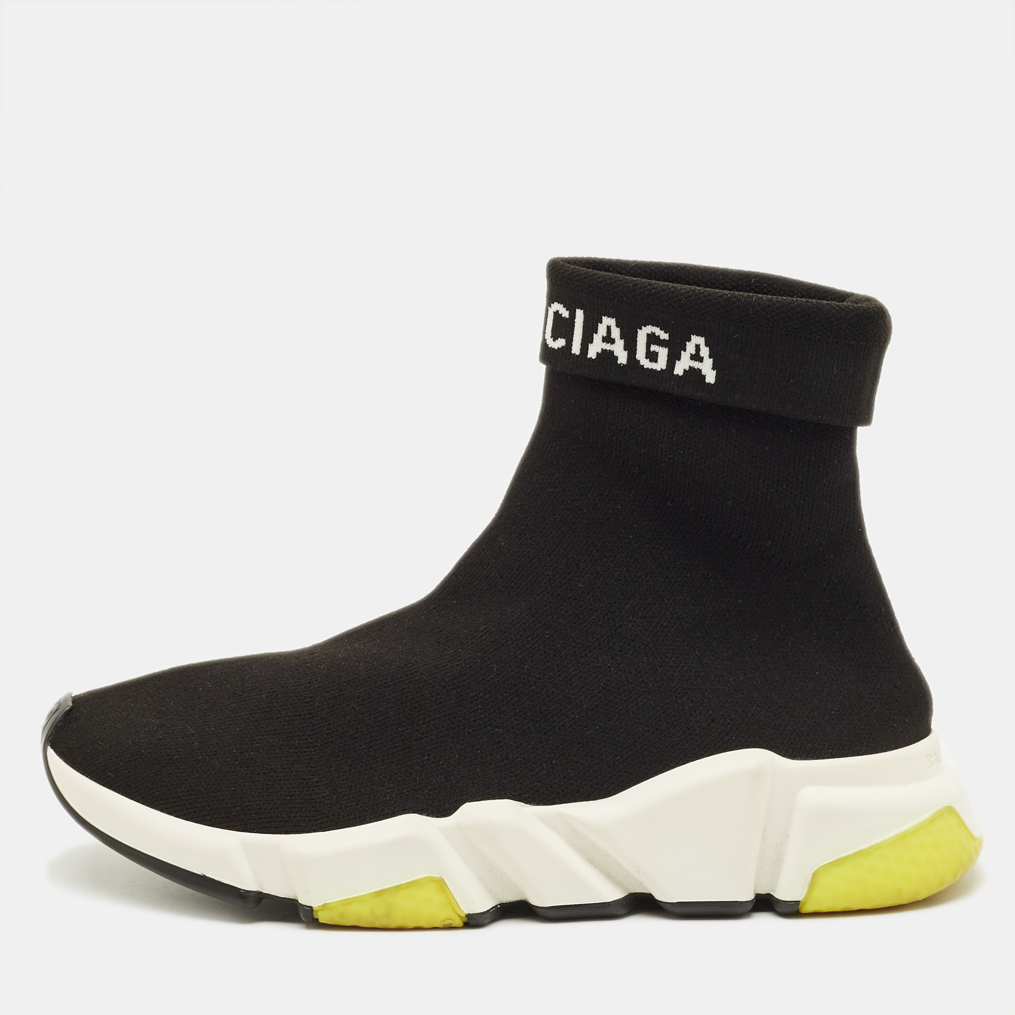 

Balenciaga Speed Trainer Size  Black Knit Fabric High Top Sneakers