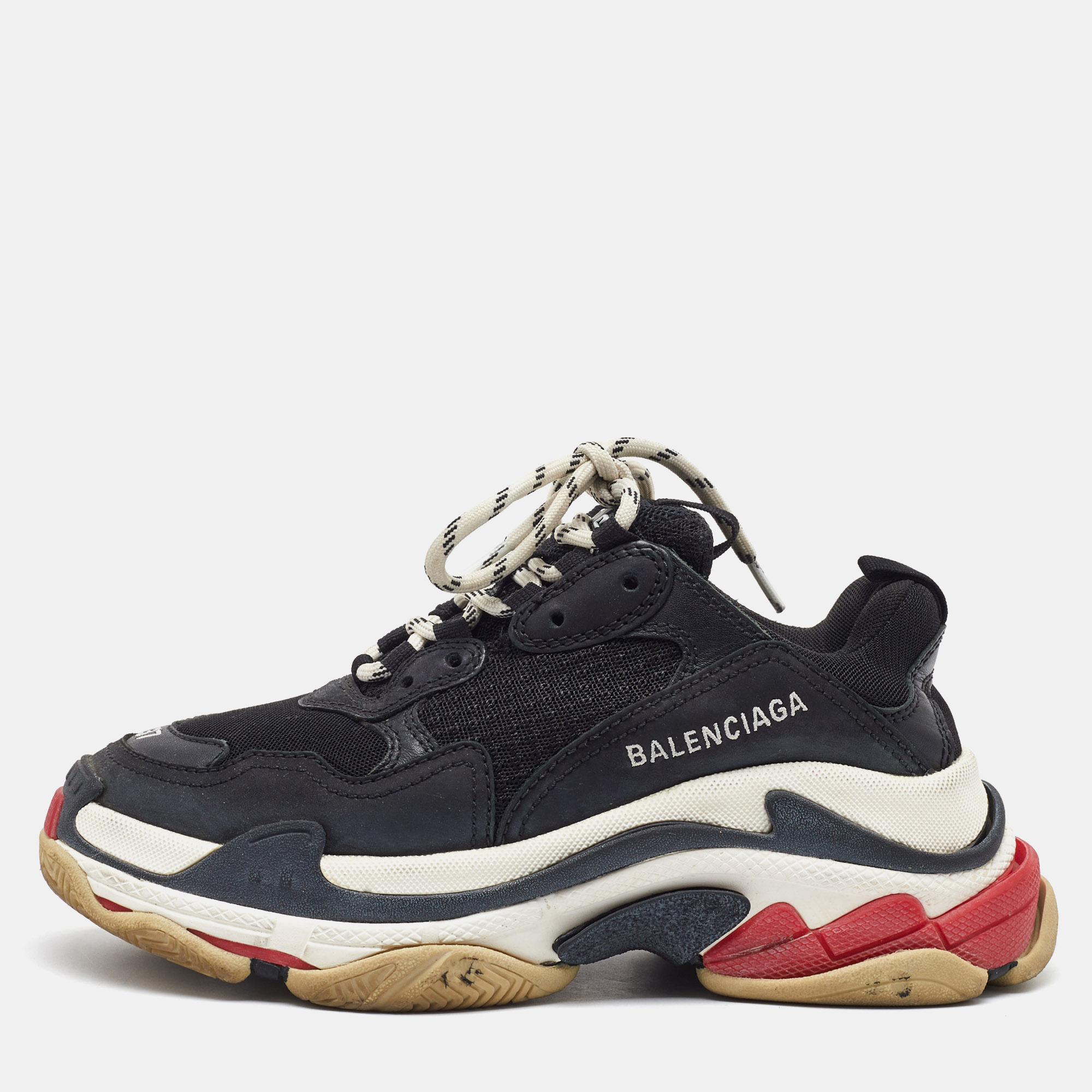 

Balenciaga Black Mesh and Leather Triple S Sneakers Size