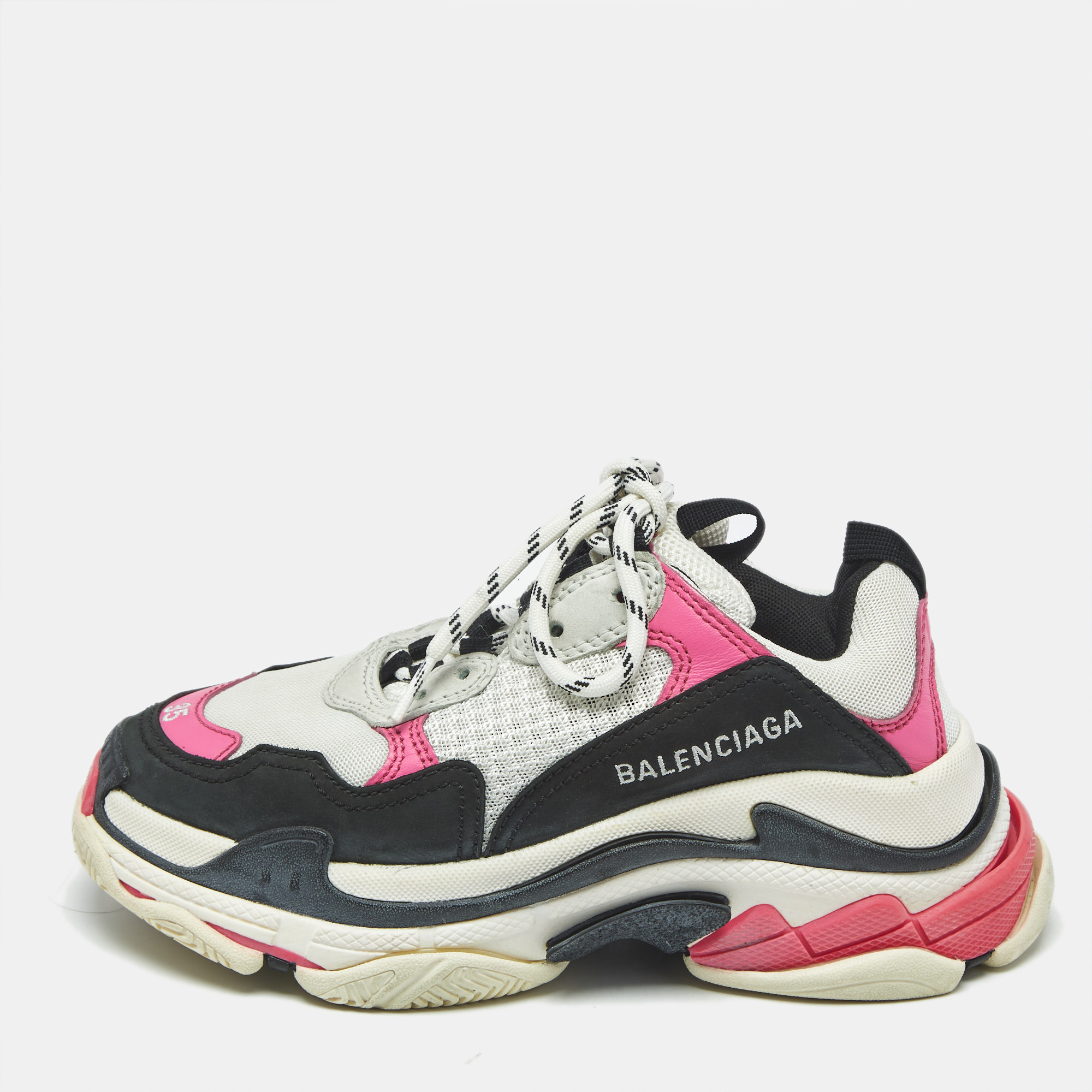 

Balenciaga Multicolor Leather and Mesh Triple S Sneakers Size