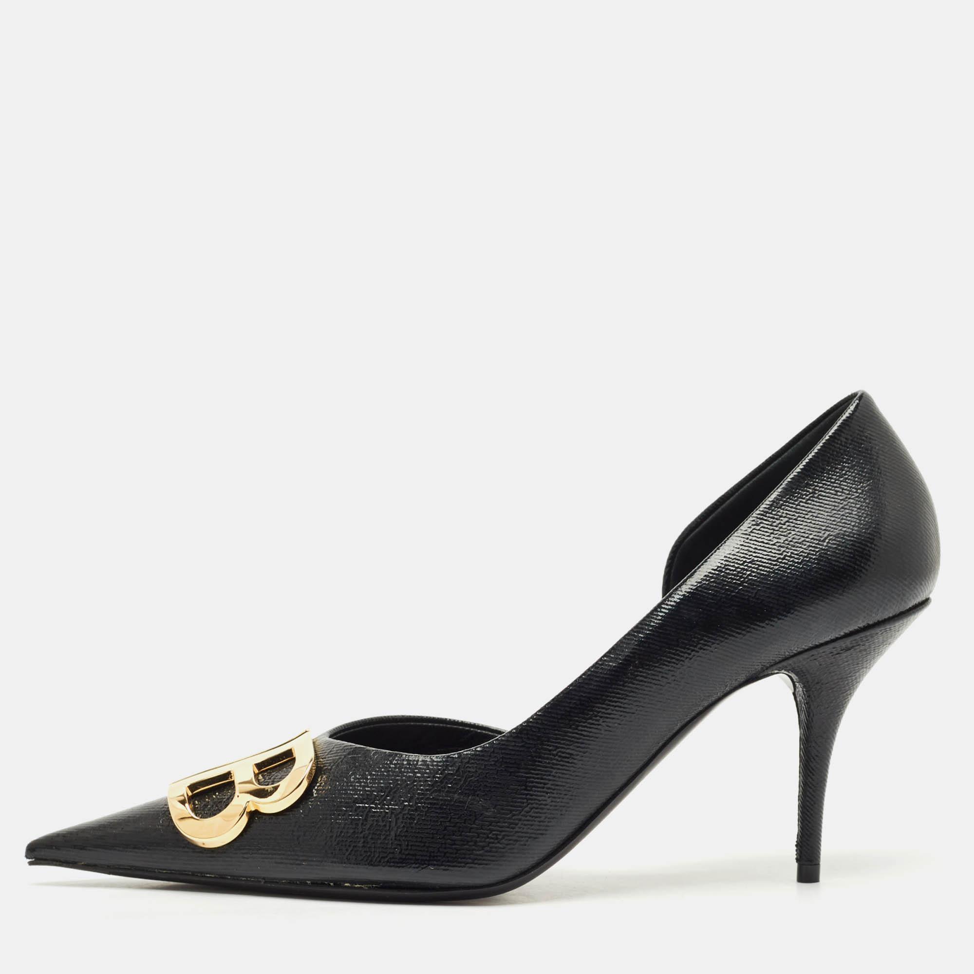 

Balenciaga Black Coated Fabric BB Knife Pumps Size