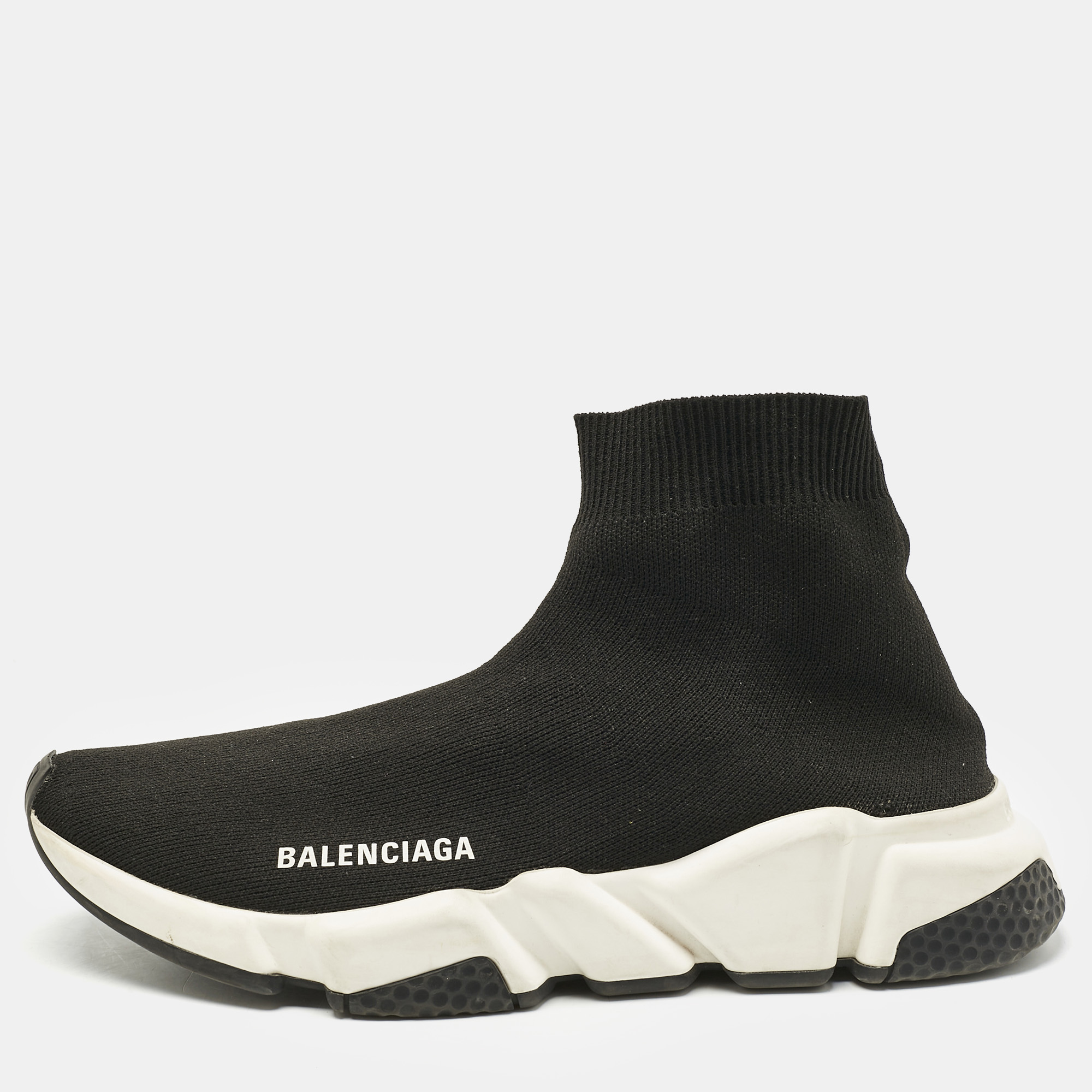 

Balenciaga Black Knit Fabric Speed Trainer Slip On Sneakers Size
