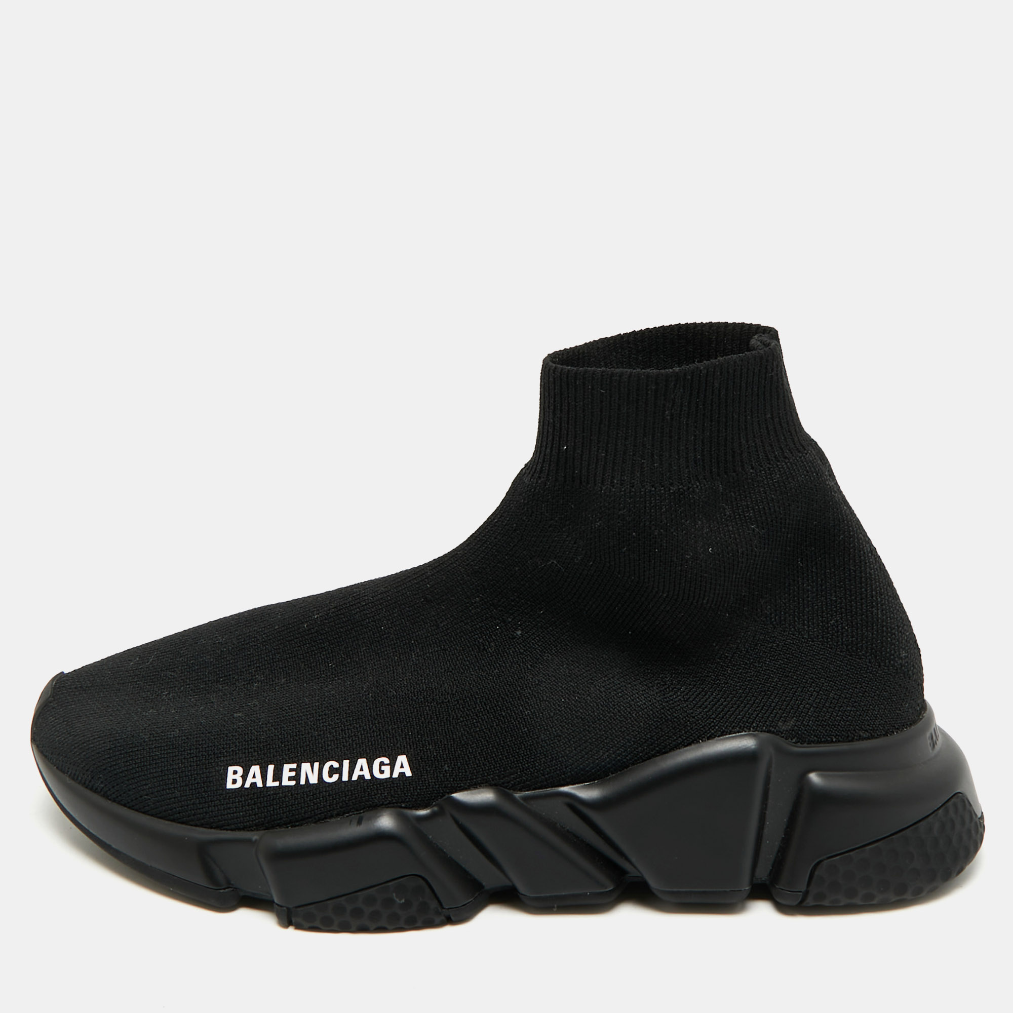

Balenciaga Black Knit Fabric Speed Trainer High-Top Sneakers Size