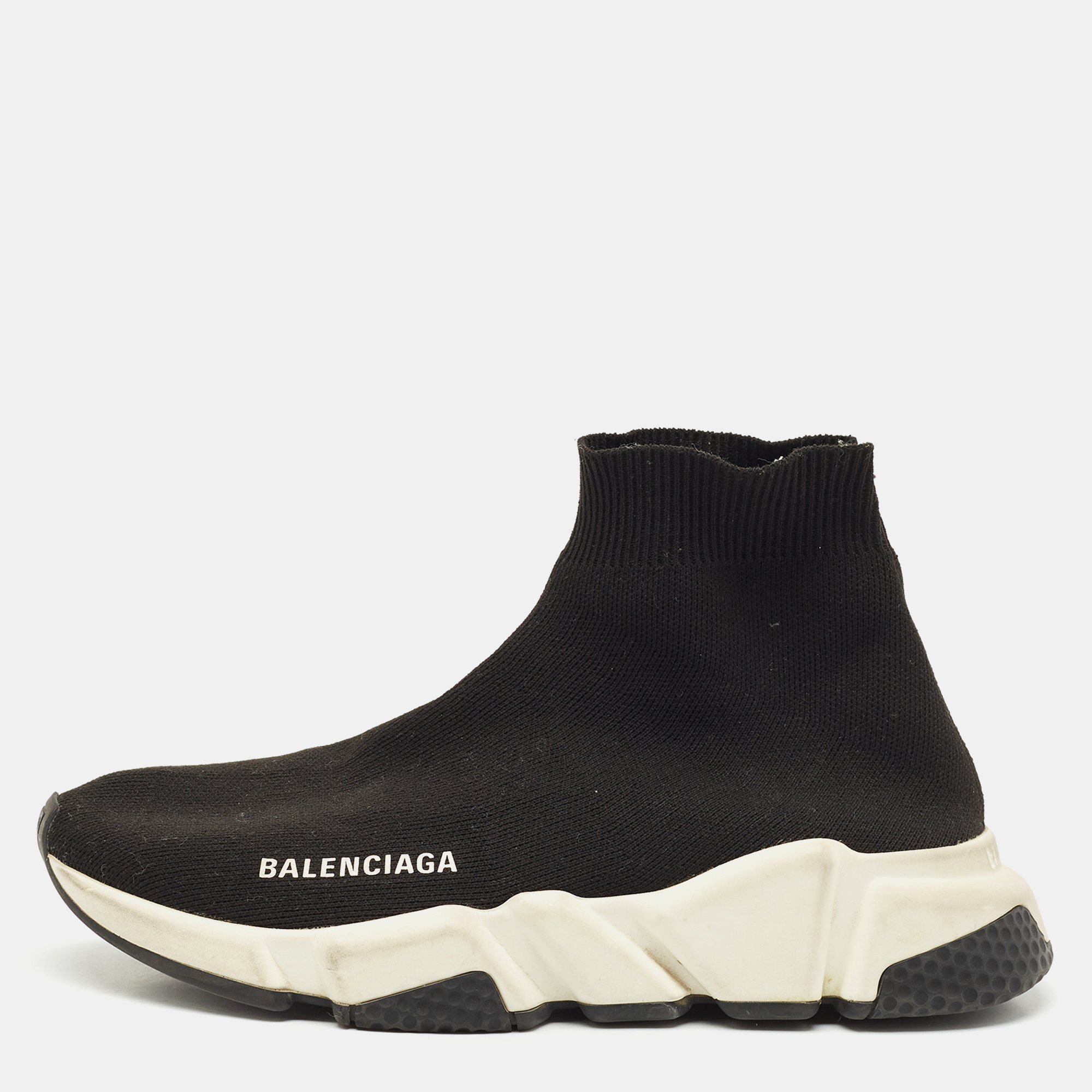 

Balenciaga Black Knit Fabric Speed High Top Sneakers Size