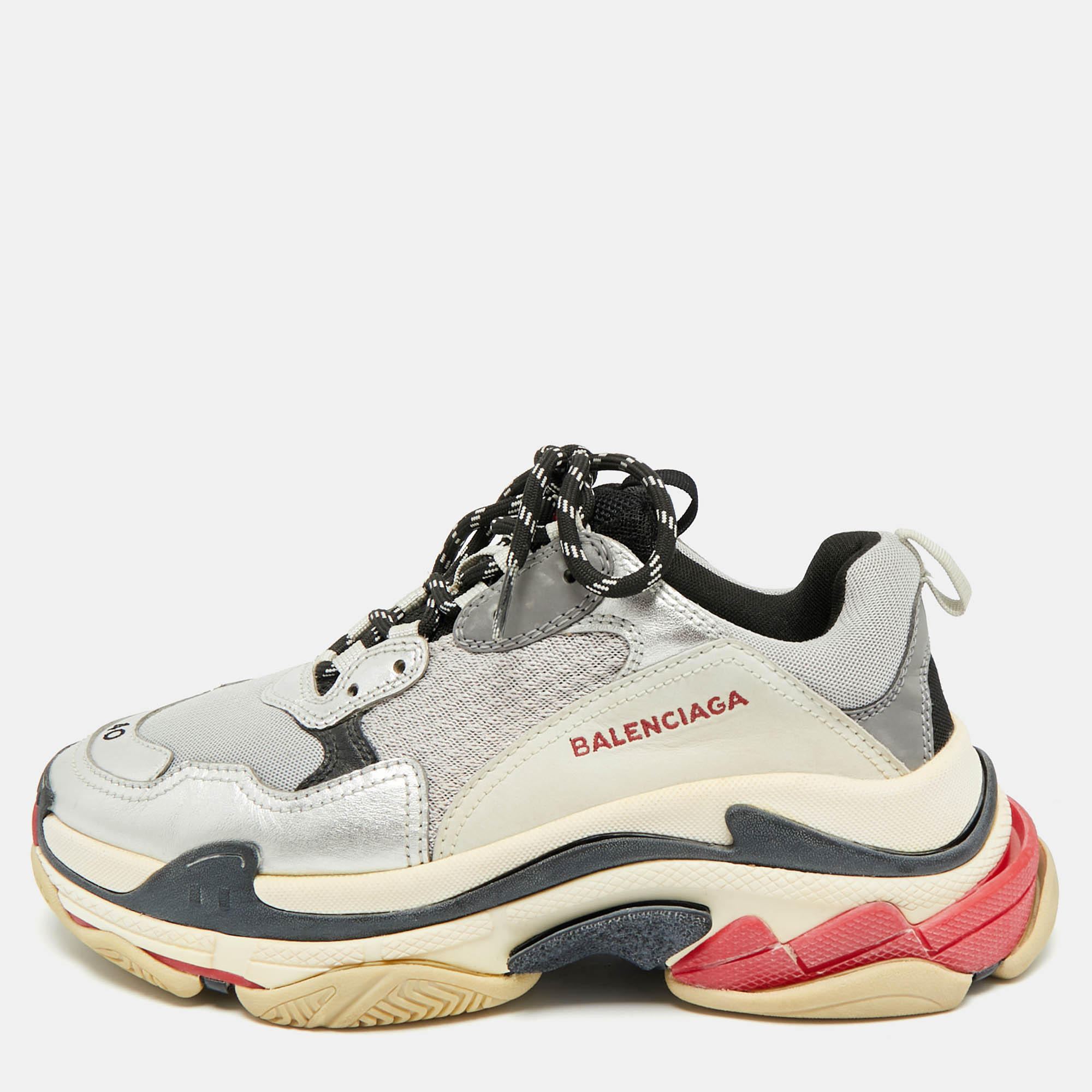 

Balenciaga Multicolor Leather and Mesh Triple S Sneakers Size