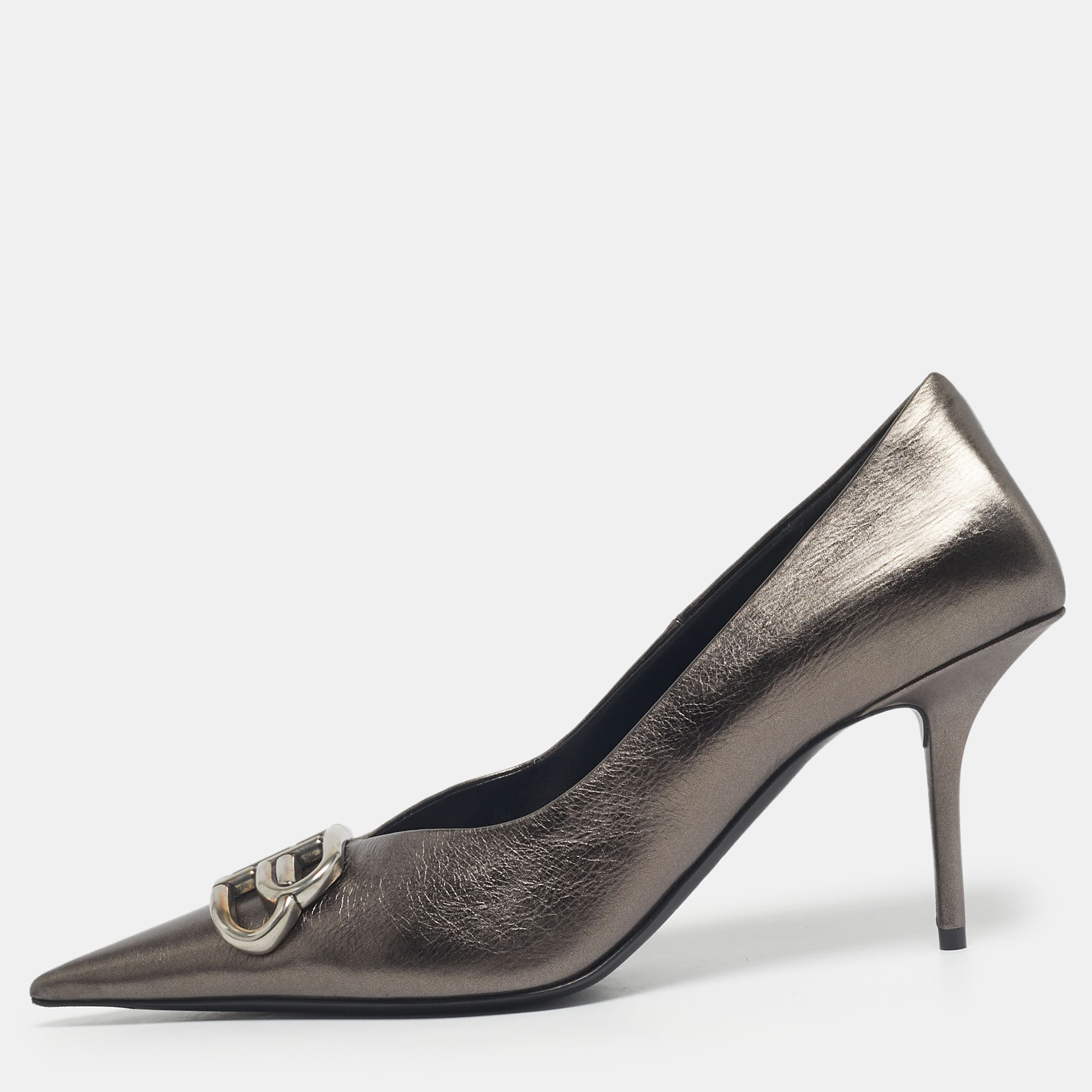

Balenciaga Metallic Leather Knife BB Pointed Toe Pumps Size