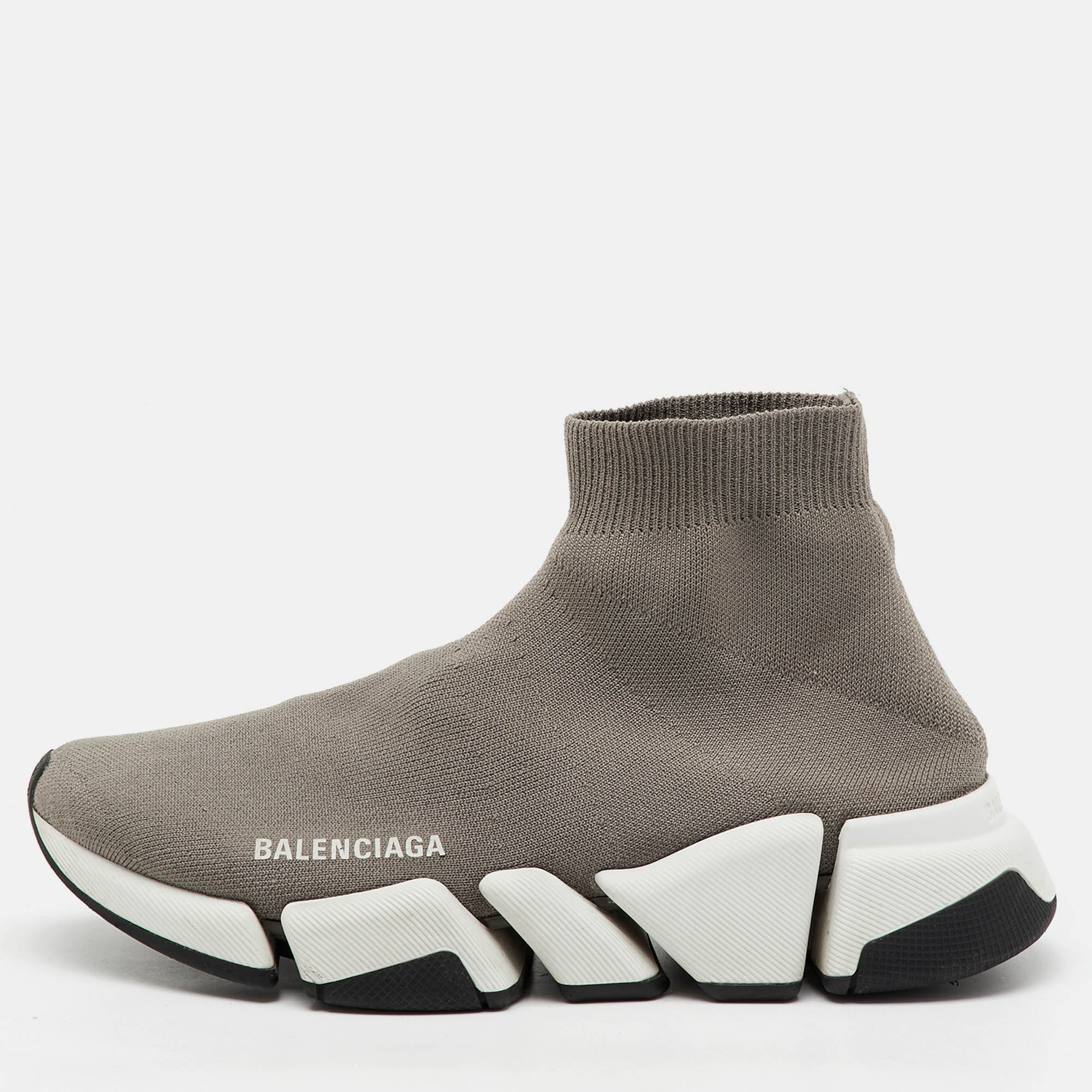 

Balenciaga Grey Knit Fabric Speed Trainer High Top Sneakers Size