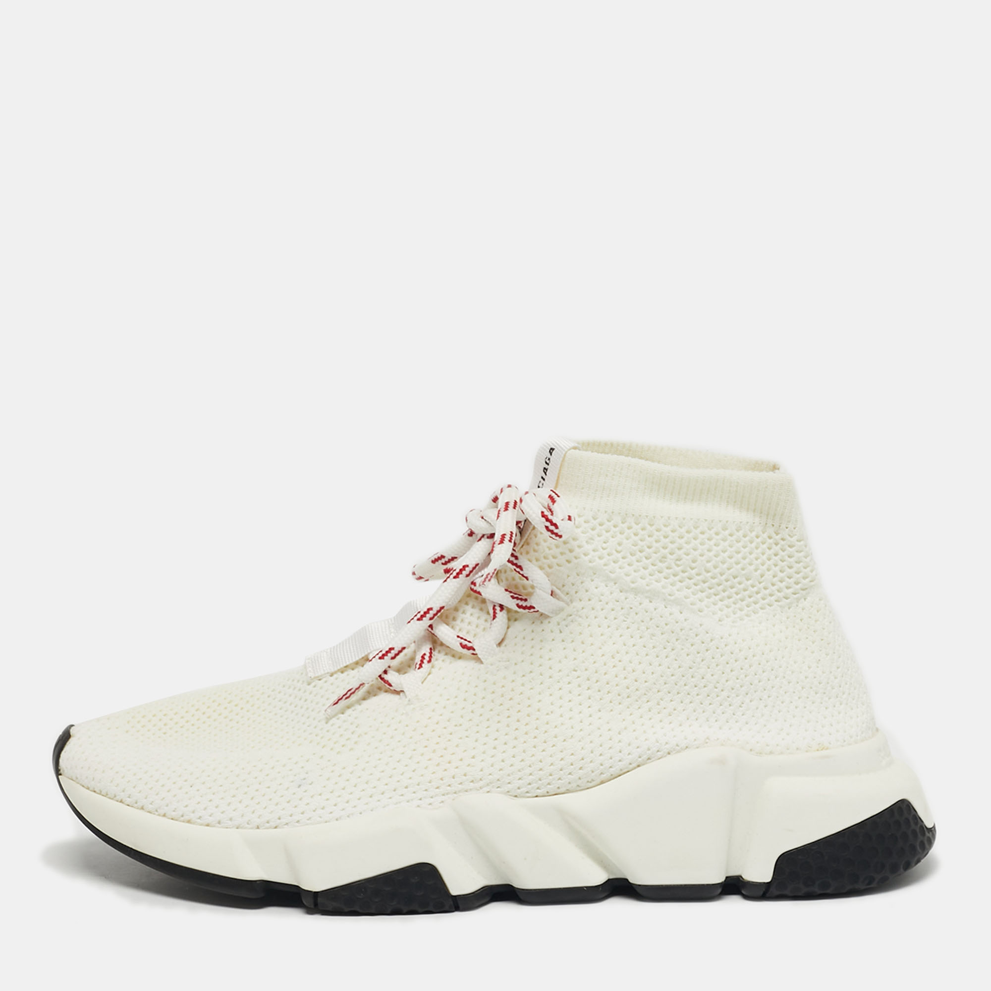 

Balenciaga White Knit Fabric Speed Trainer High Top Sneakers Size