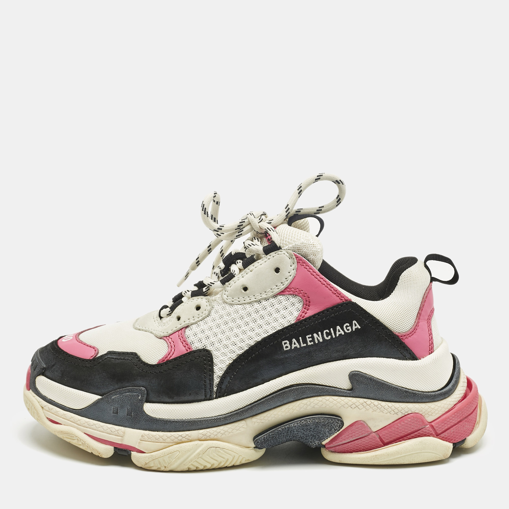

Balenciaga Multicolor Mesh and Nubuck Leather Triple S Lace Up Sneakers Size