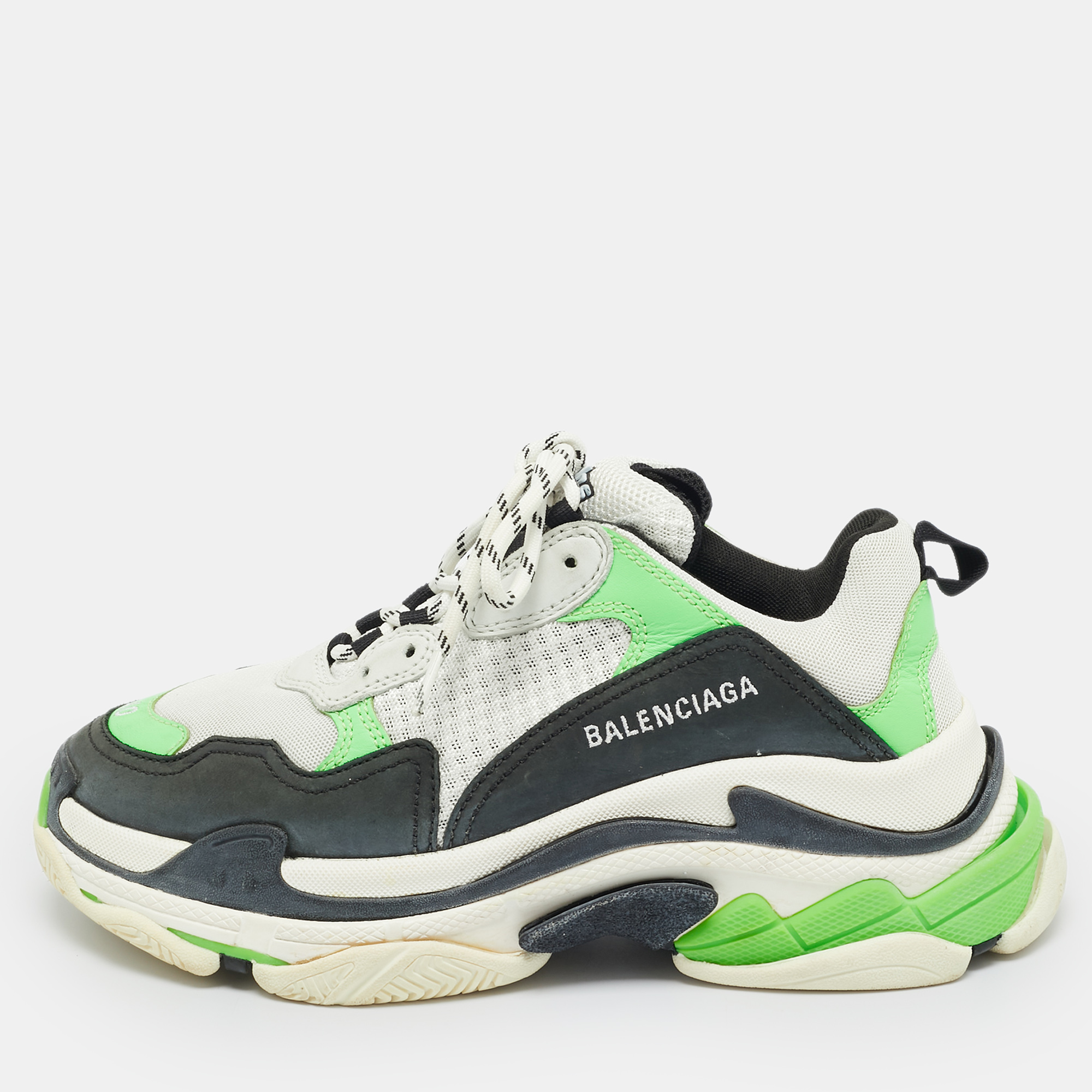 

Balenciaga Multicolor Leather and Mesh Triple S Sneakers Size